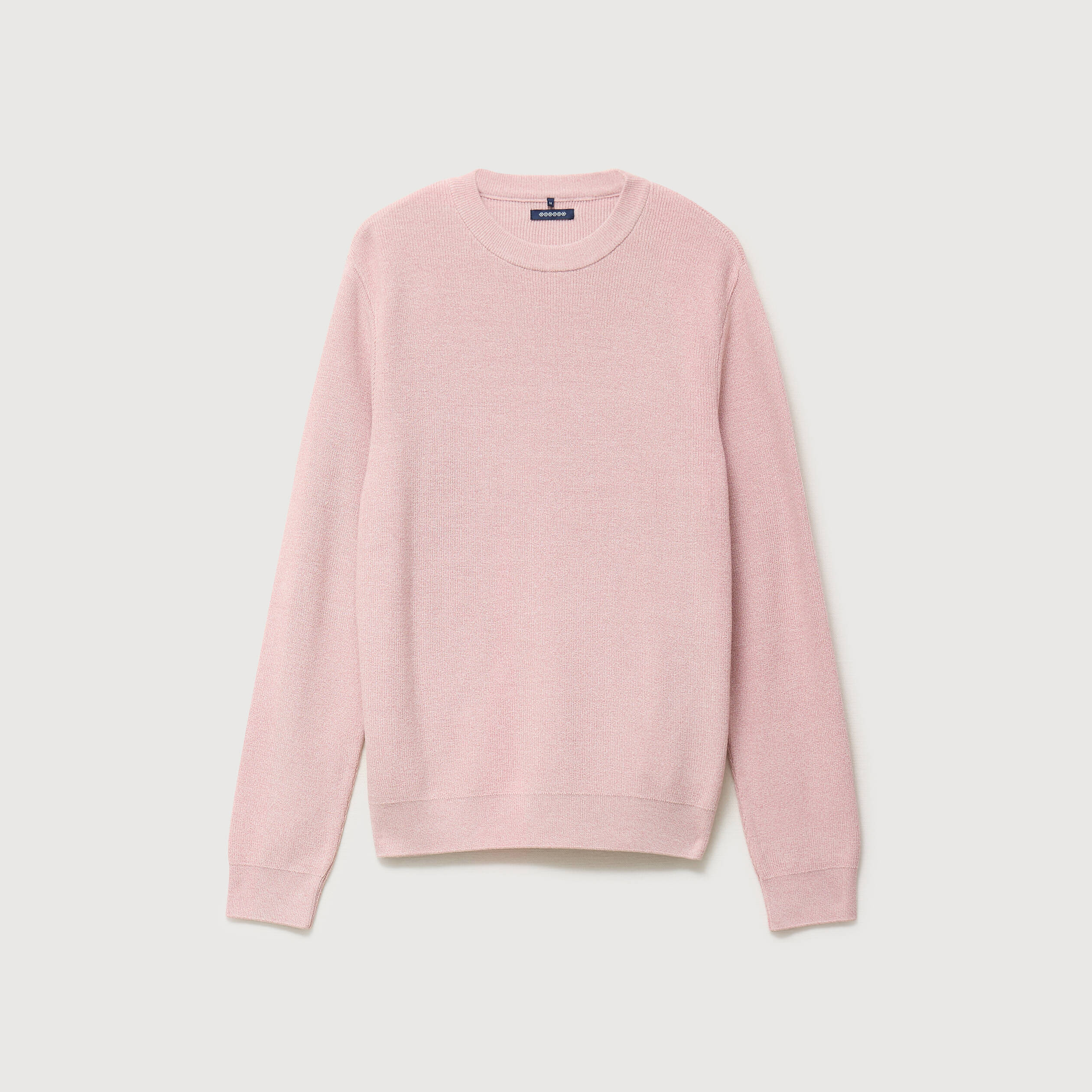 Pull droit col rond manches longues rose pastel homme