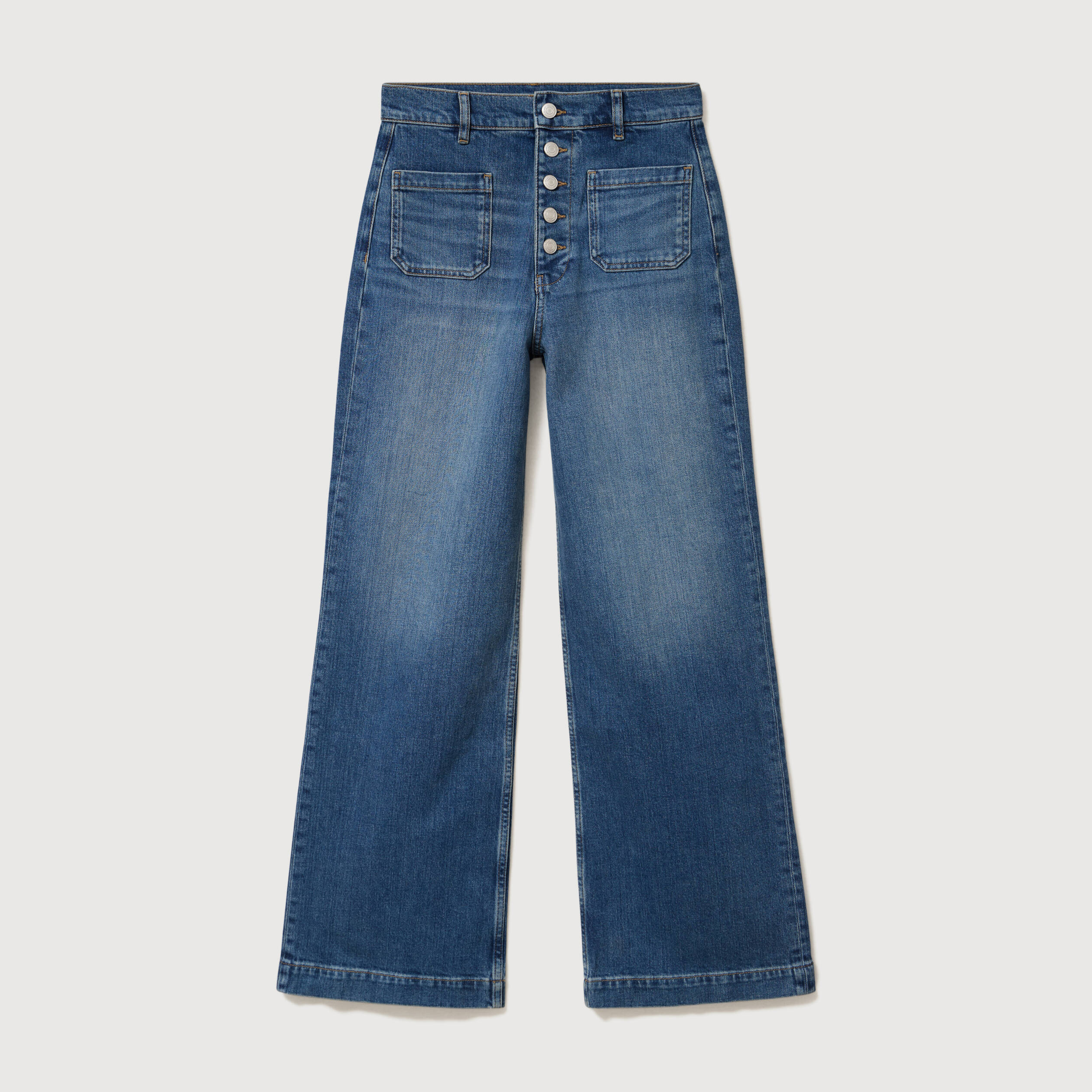 Jeans bootcut taille haute denim stone femme