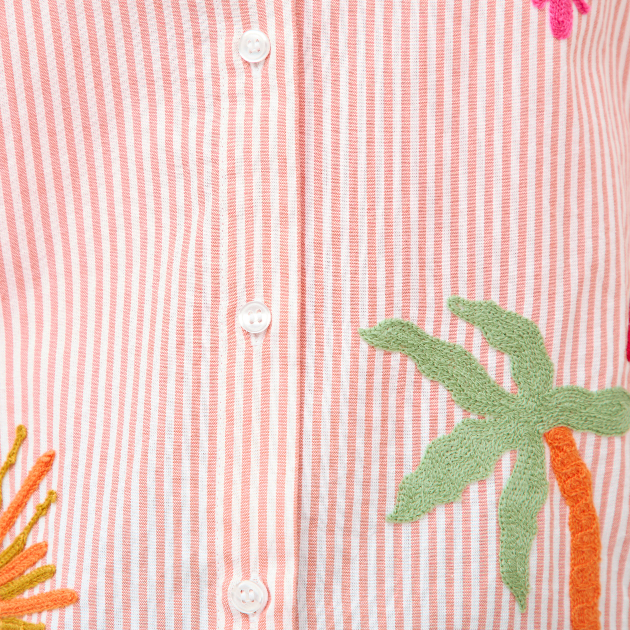 Chemise ample en coton &agrave; broderie orange abricot femme