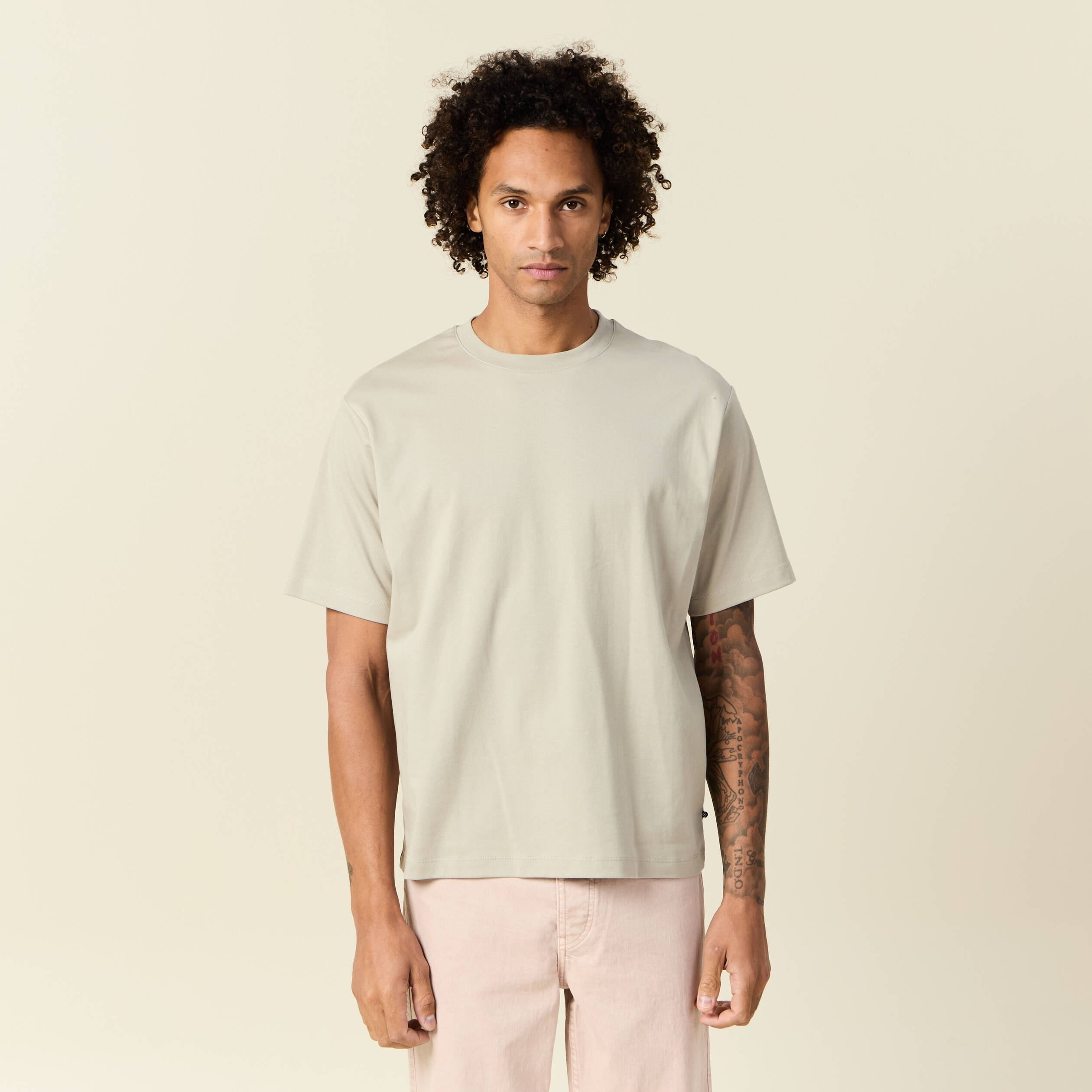 t shirt manches courtes beige homme T-shirt manches courtes beige homme