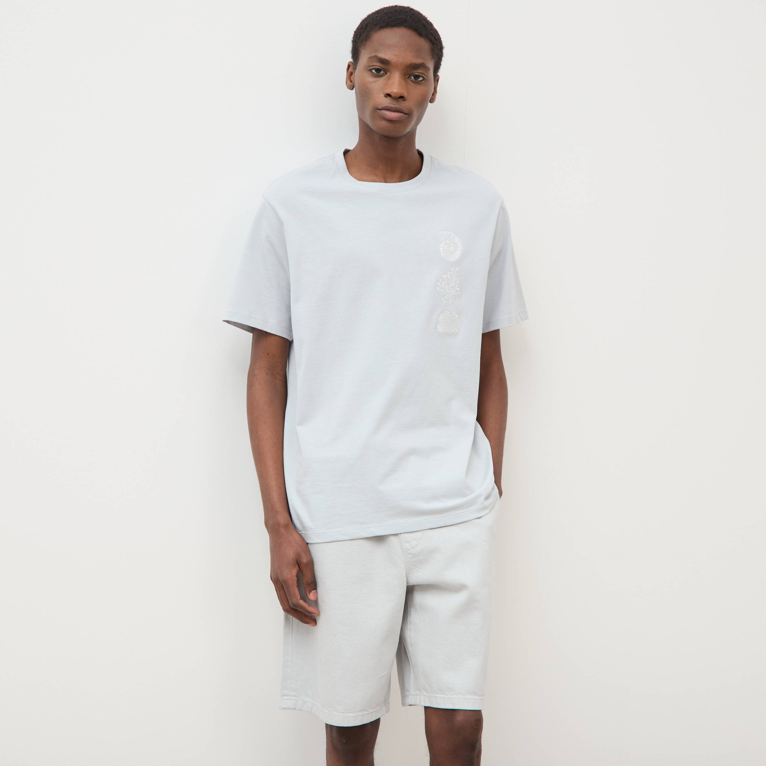 Bermuda en coton gris clair homme