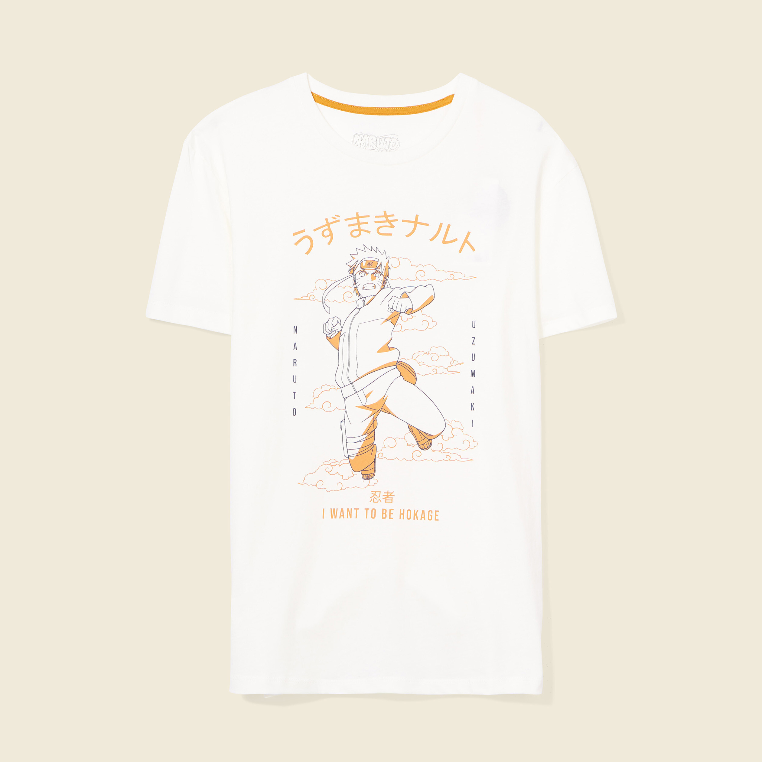 T-shirt manches courtes Naruto ecru homme