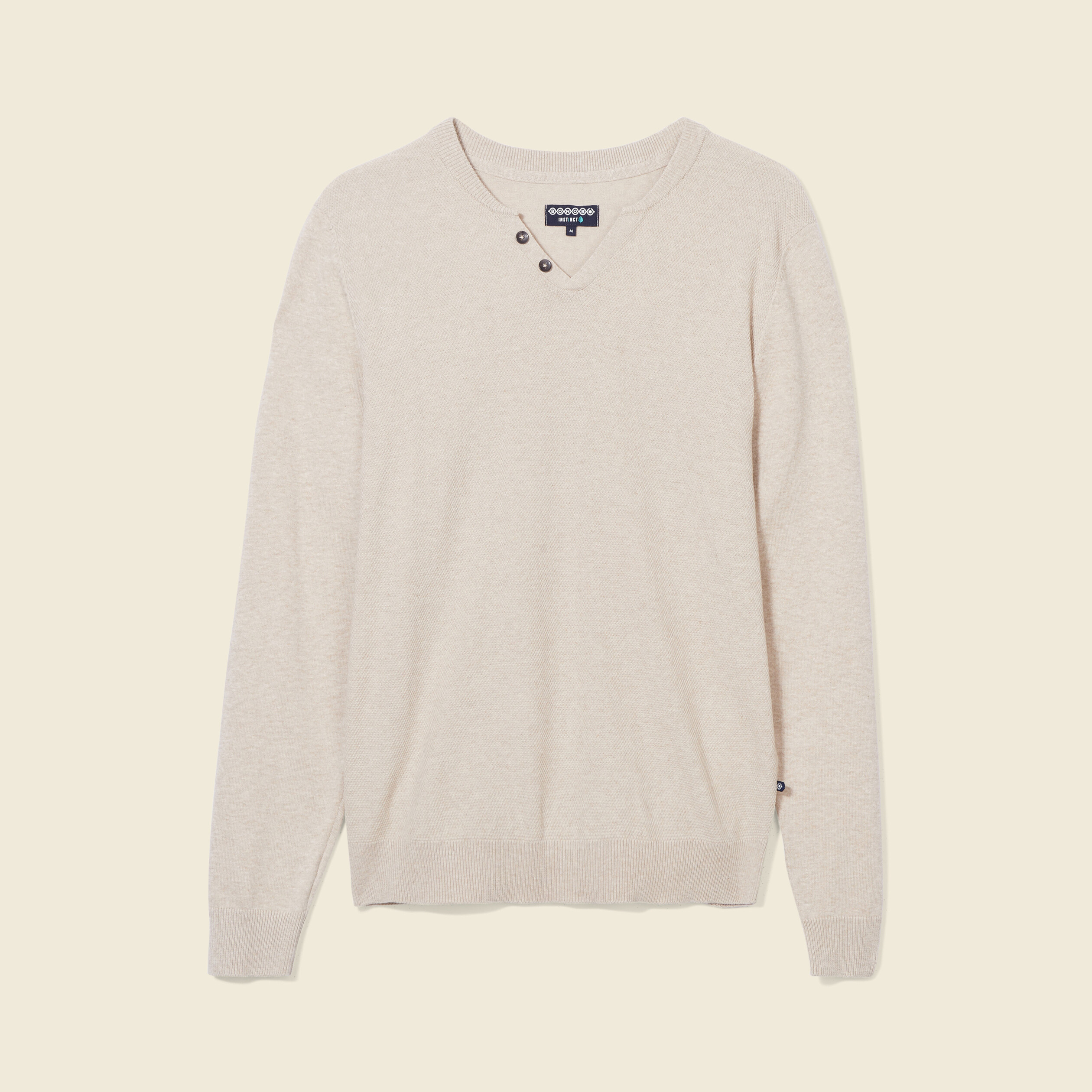 Pull manches longues beige homme