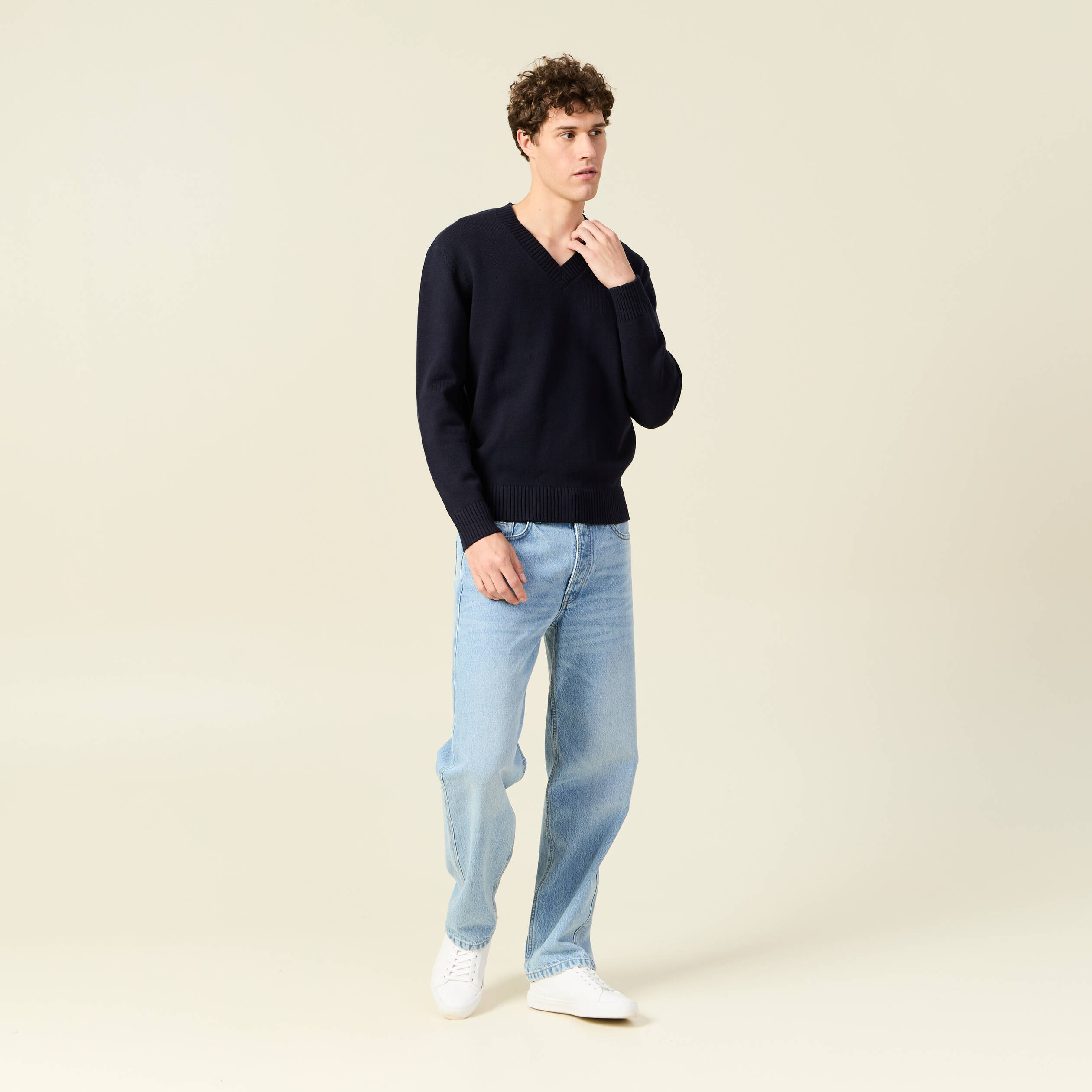Pull éco-responsable bleu marine homme