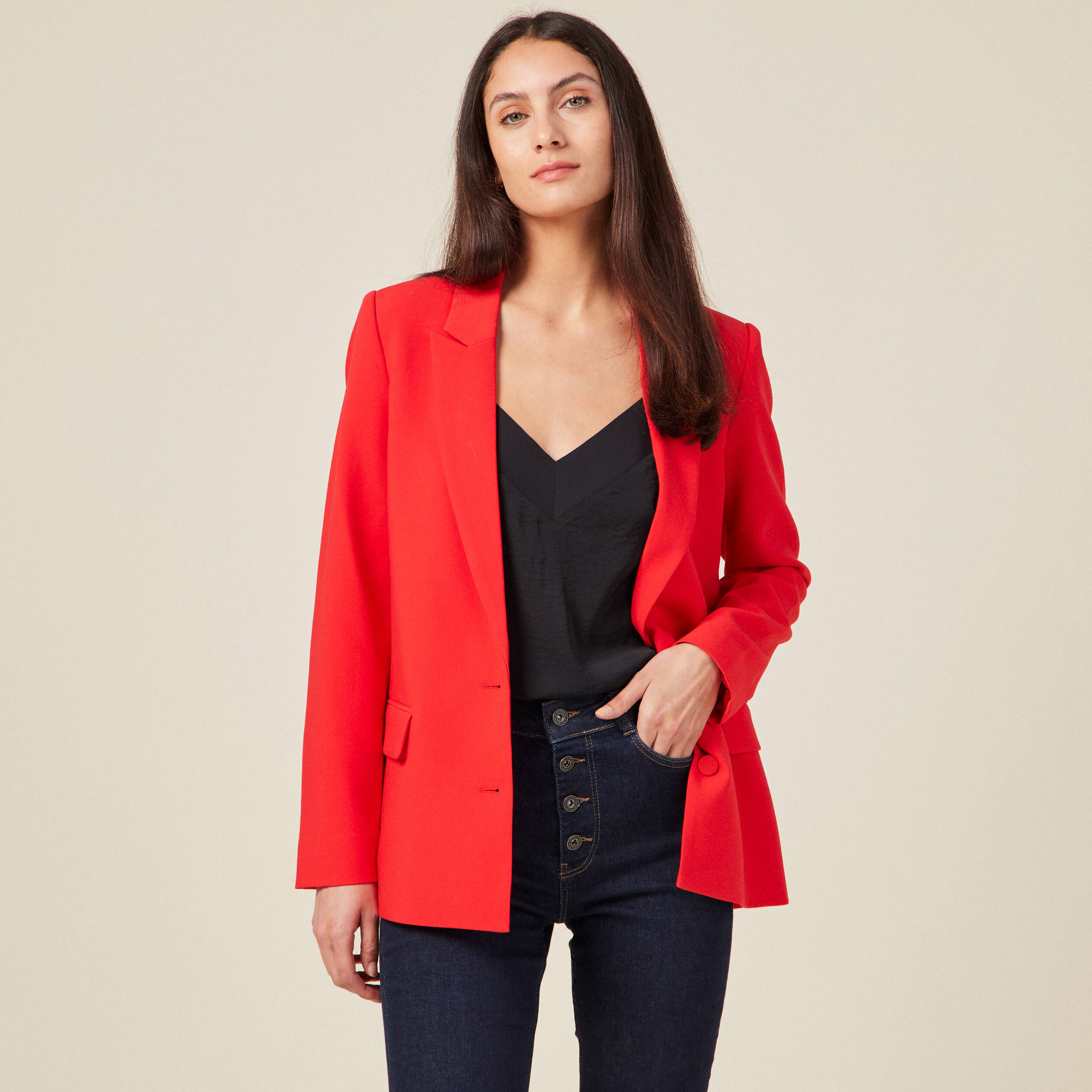 Esprit pull rouge foncé femme