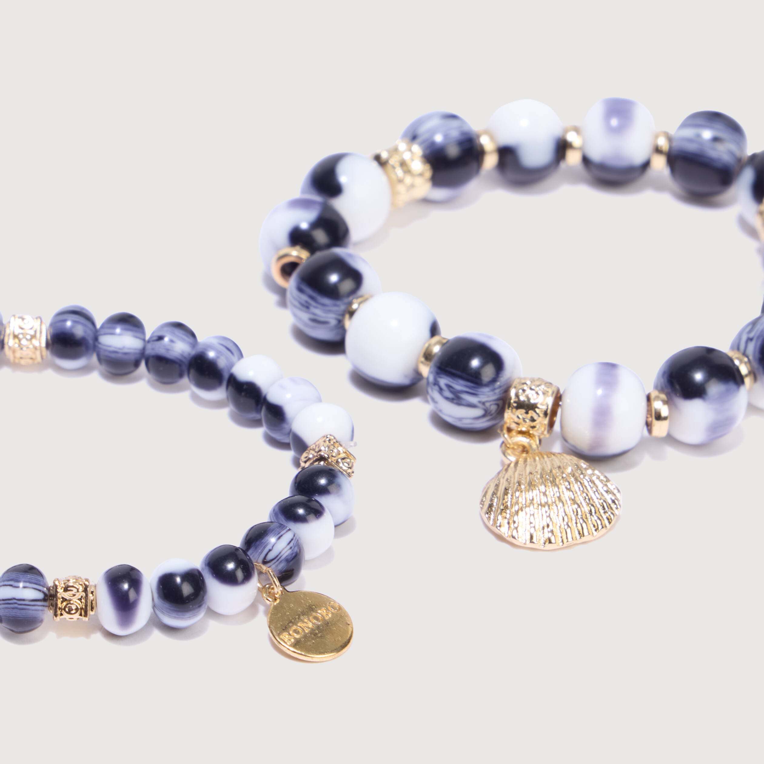 Lot de 2 bracelets bleu fonc&eacute; femme