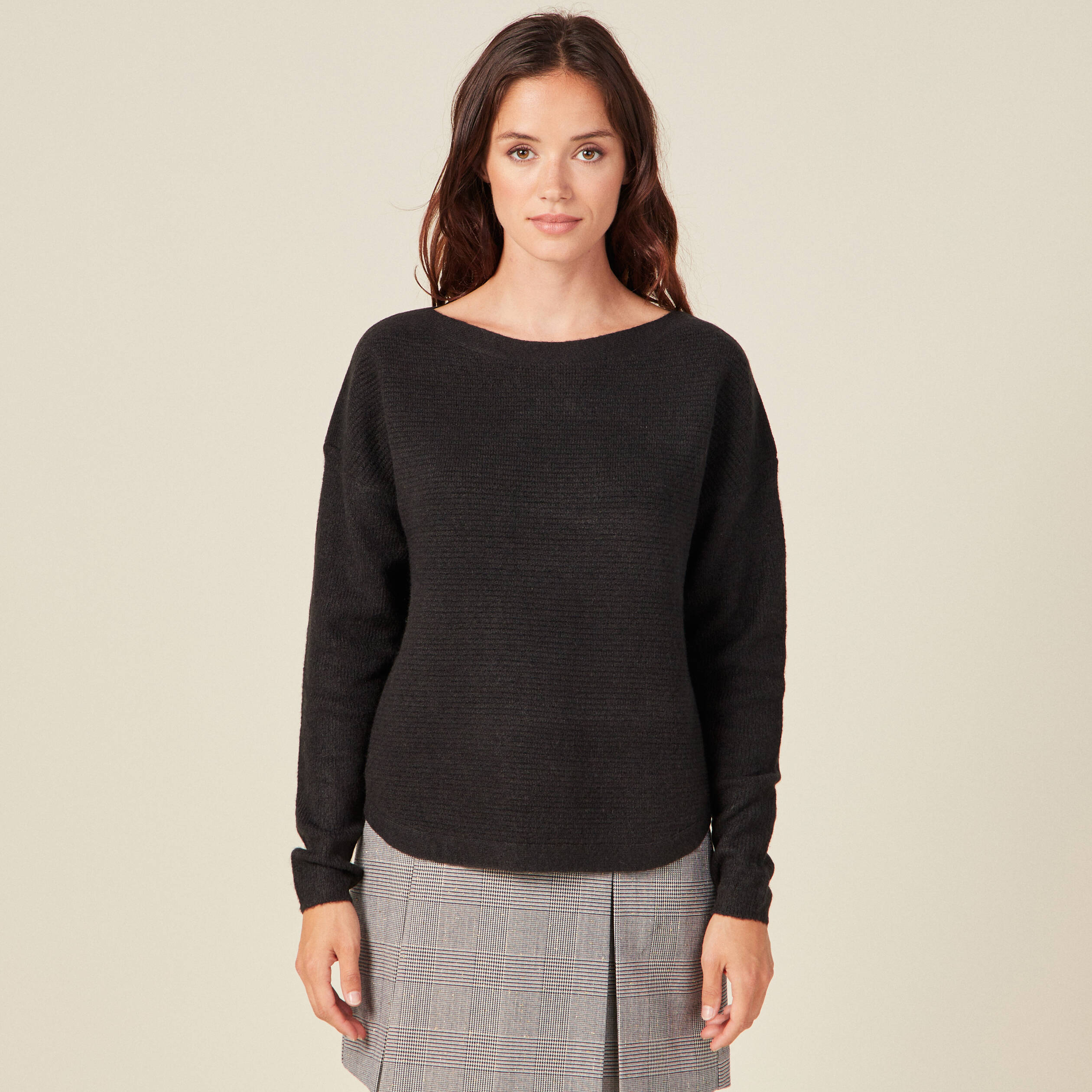 Pull manches longues noir femme