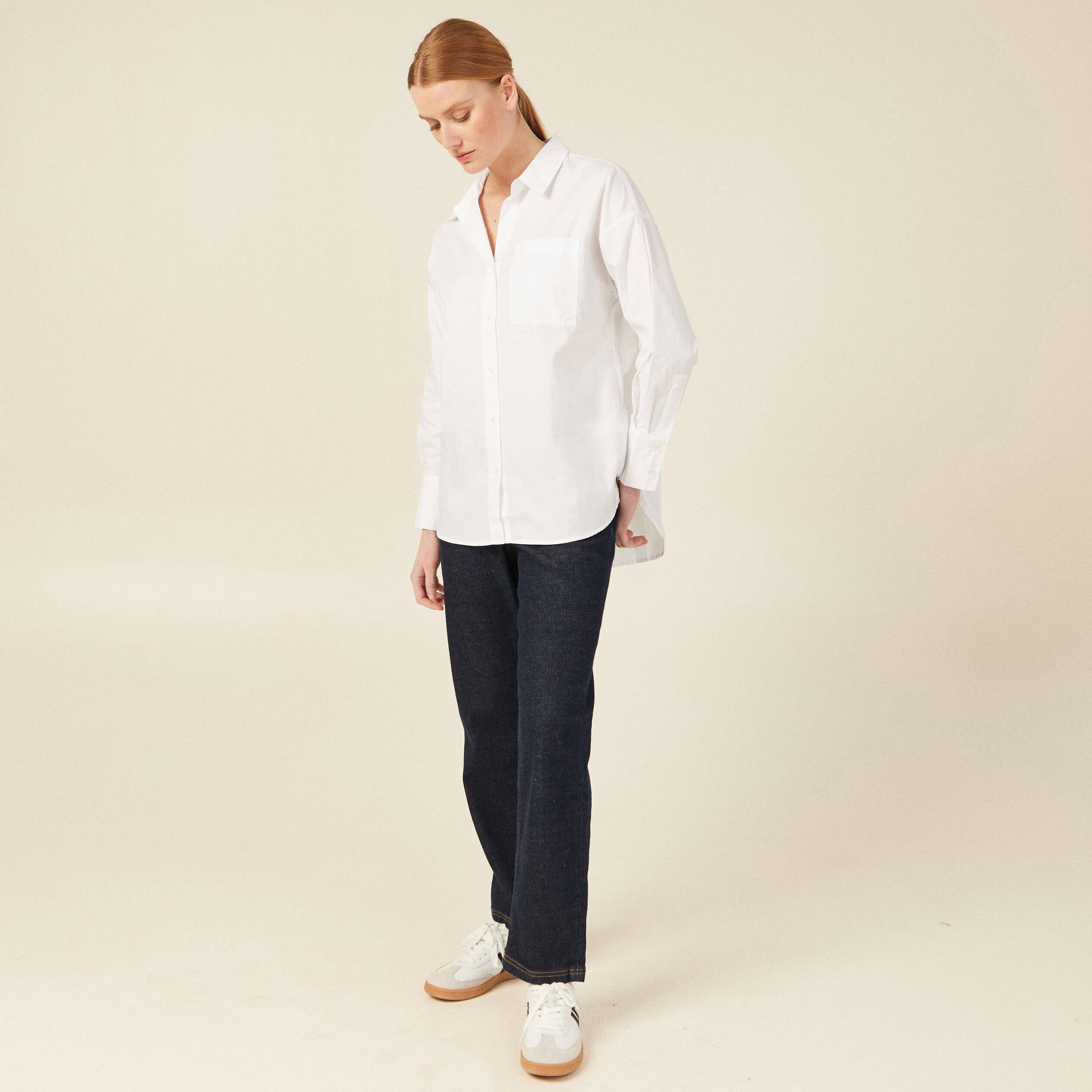 Chemise manches longues blanc femme
