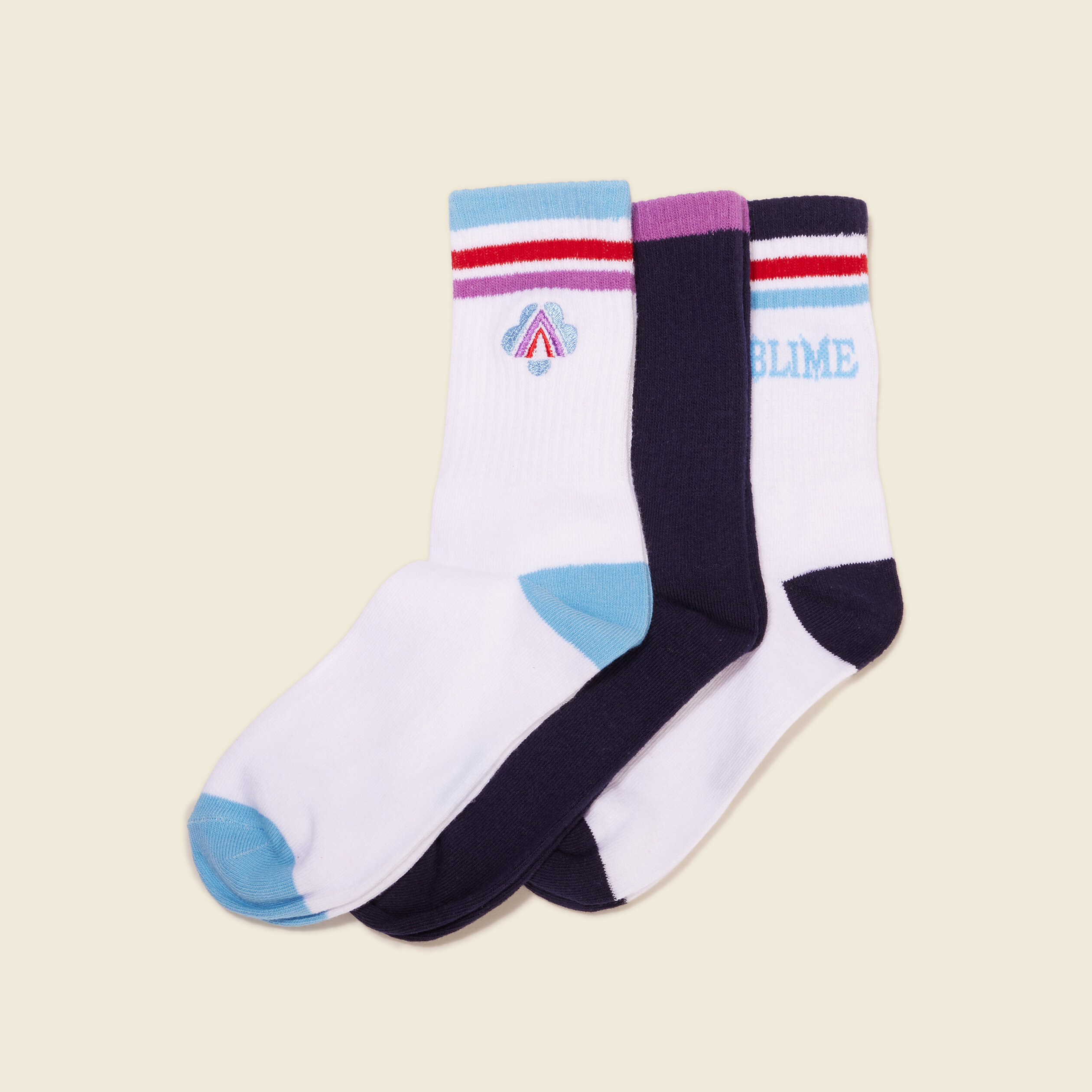 Lot 3 paires chaussettes bleu femme