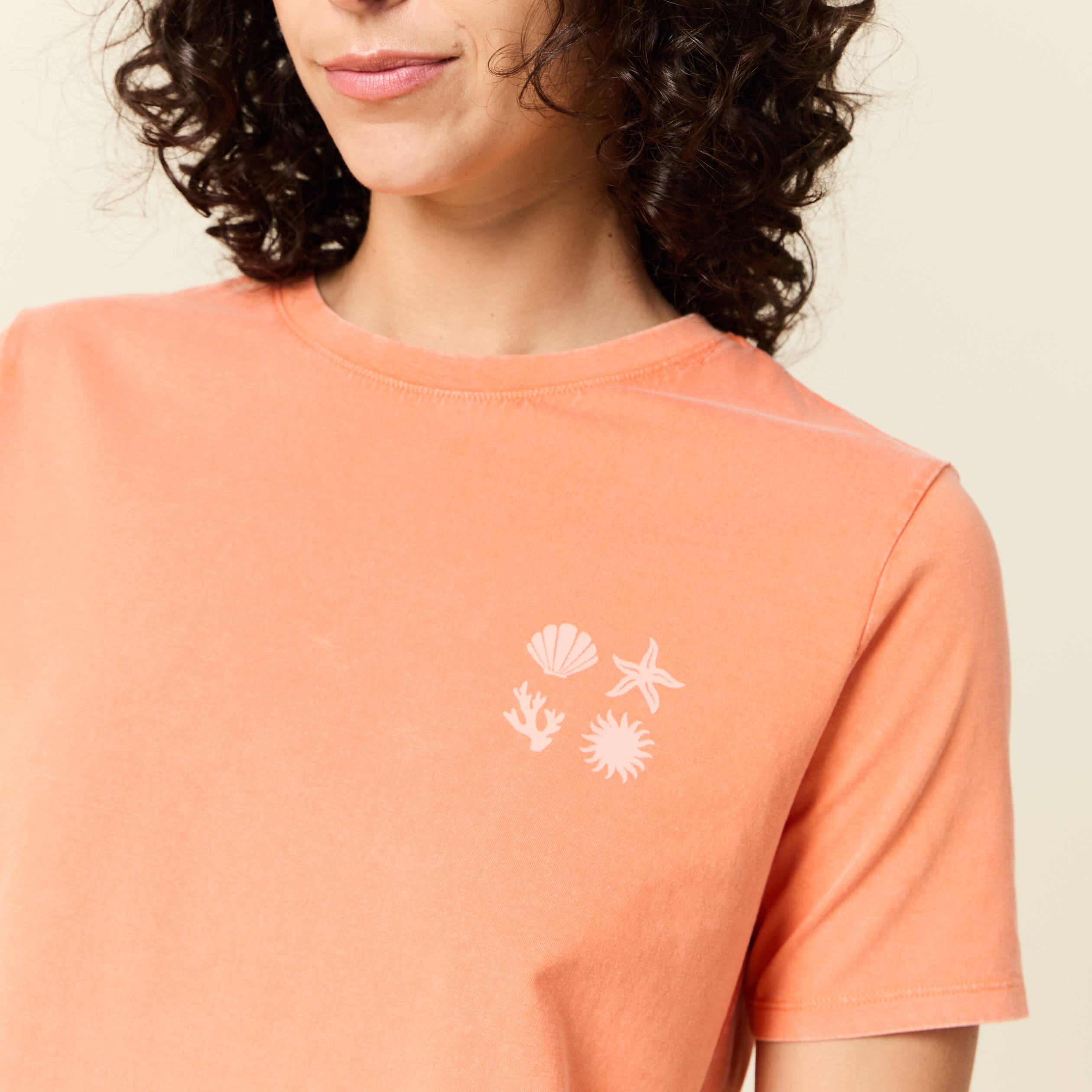 t shirt manches courtes orange clair femme T-shirt manches courtes orange clair femme