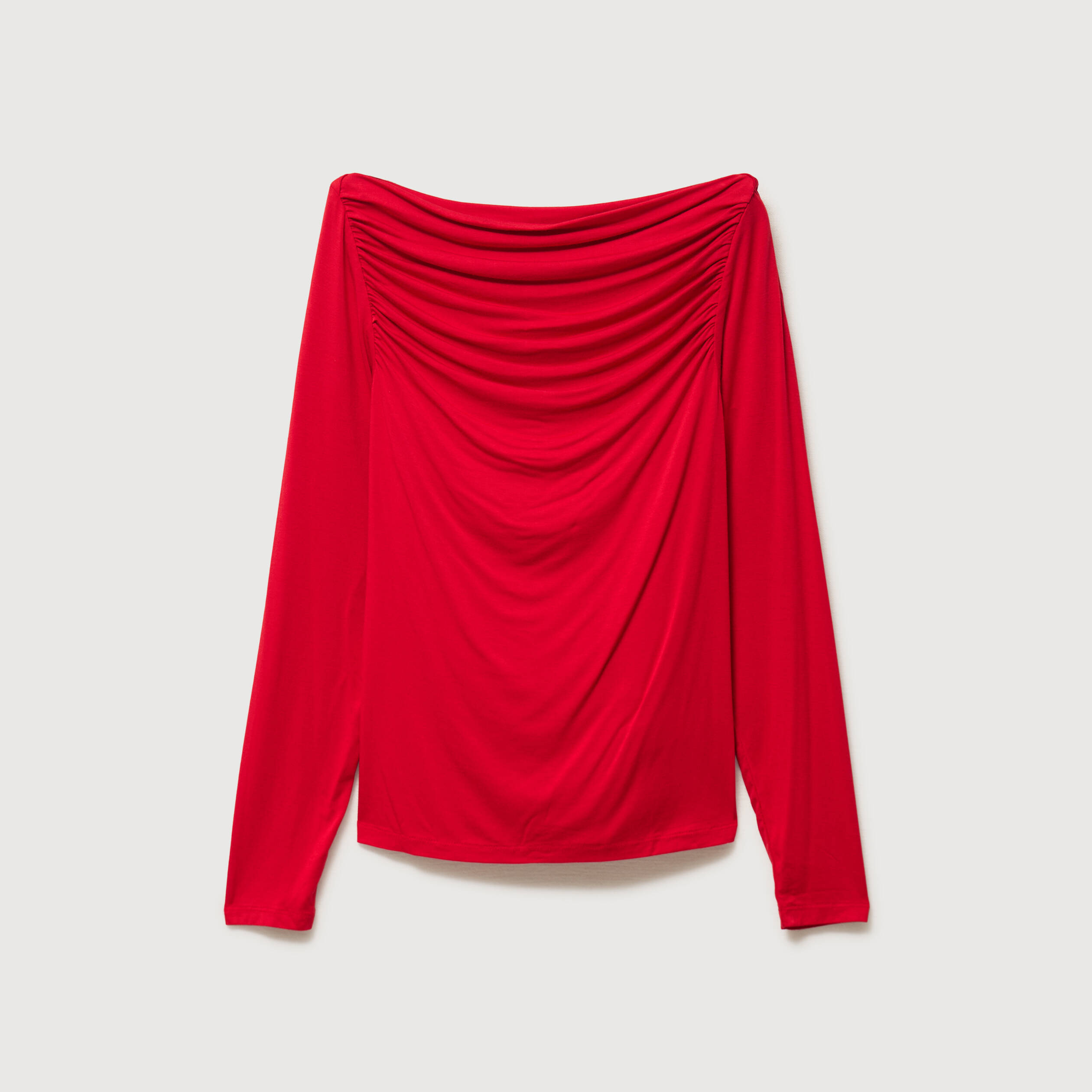 T-shirt ajust&eacute; manches longues bardot rouge femme