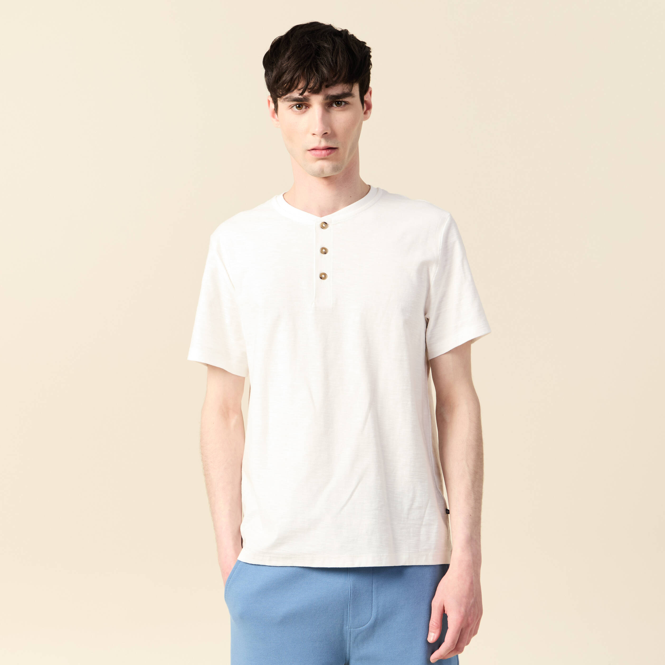 T-shirt manches courtes ecru homme