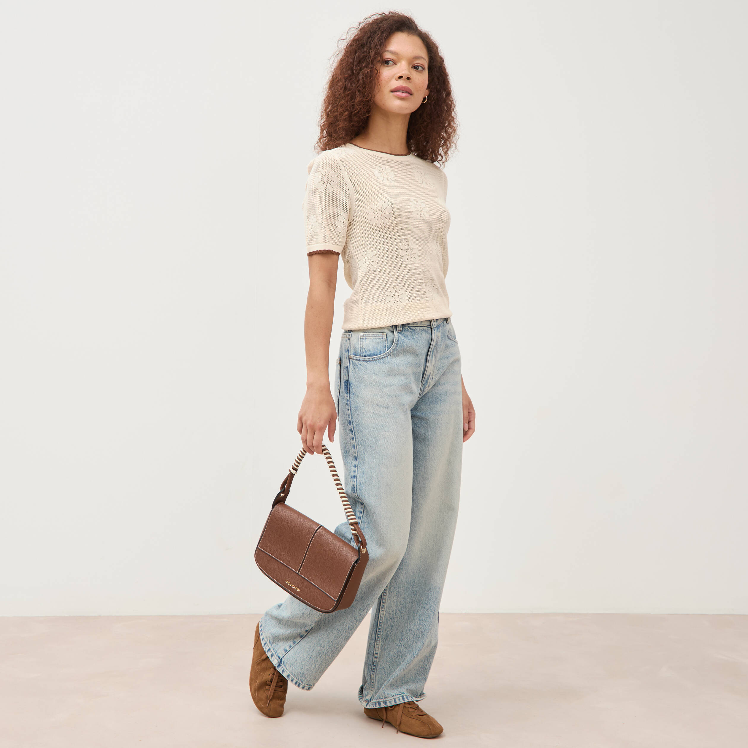 Jeans loose taille standard bleu femme