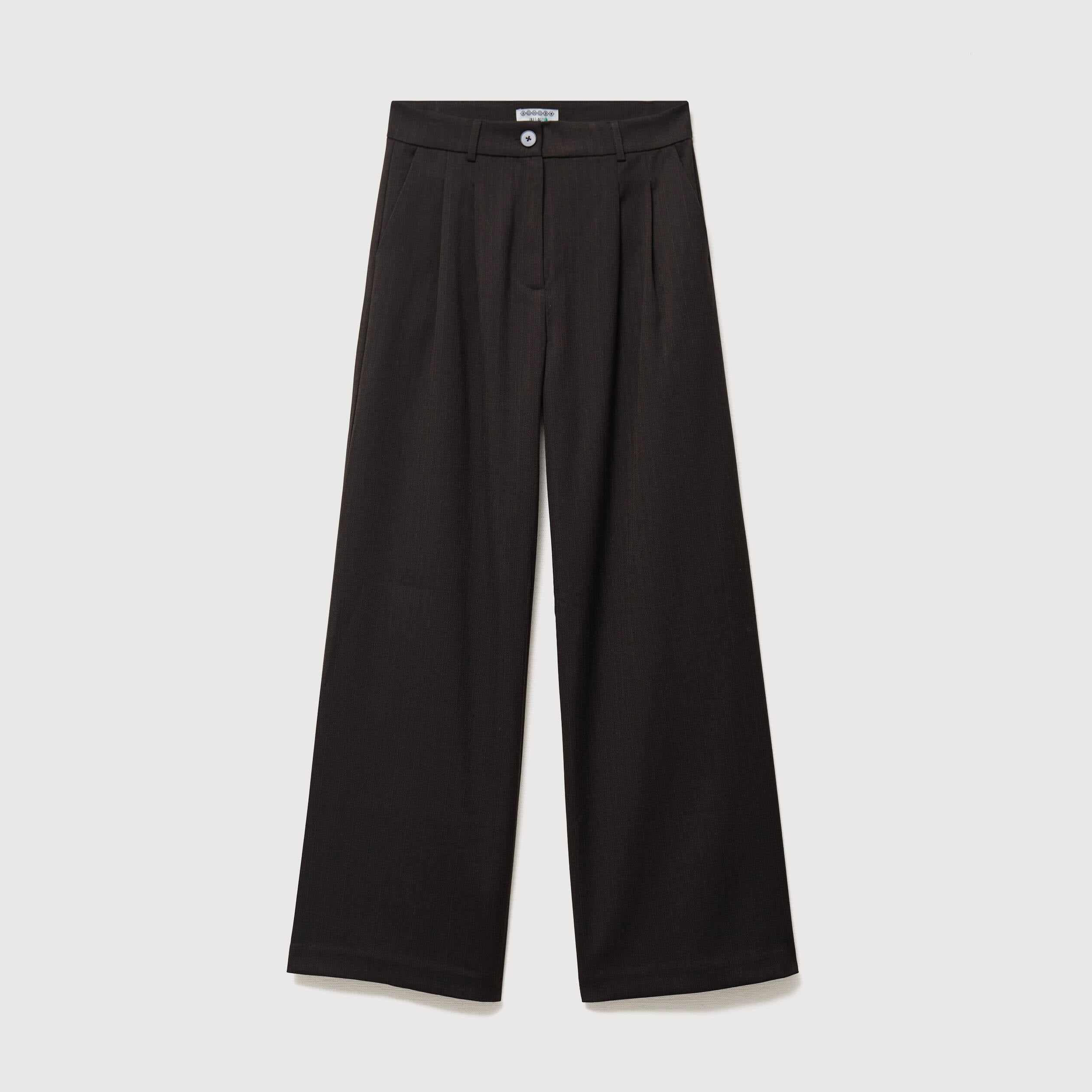 Pantalon large taille standard marron fonc&eacute; femme