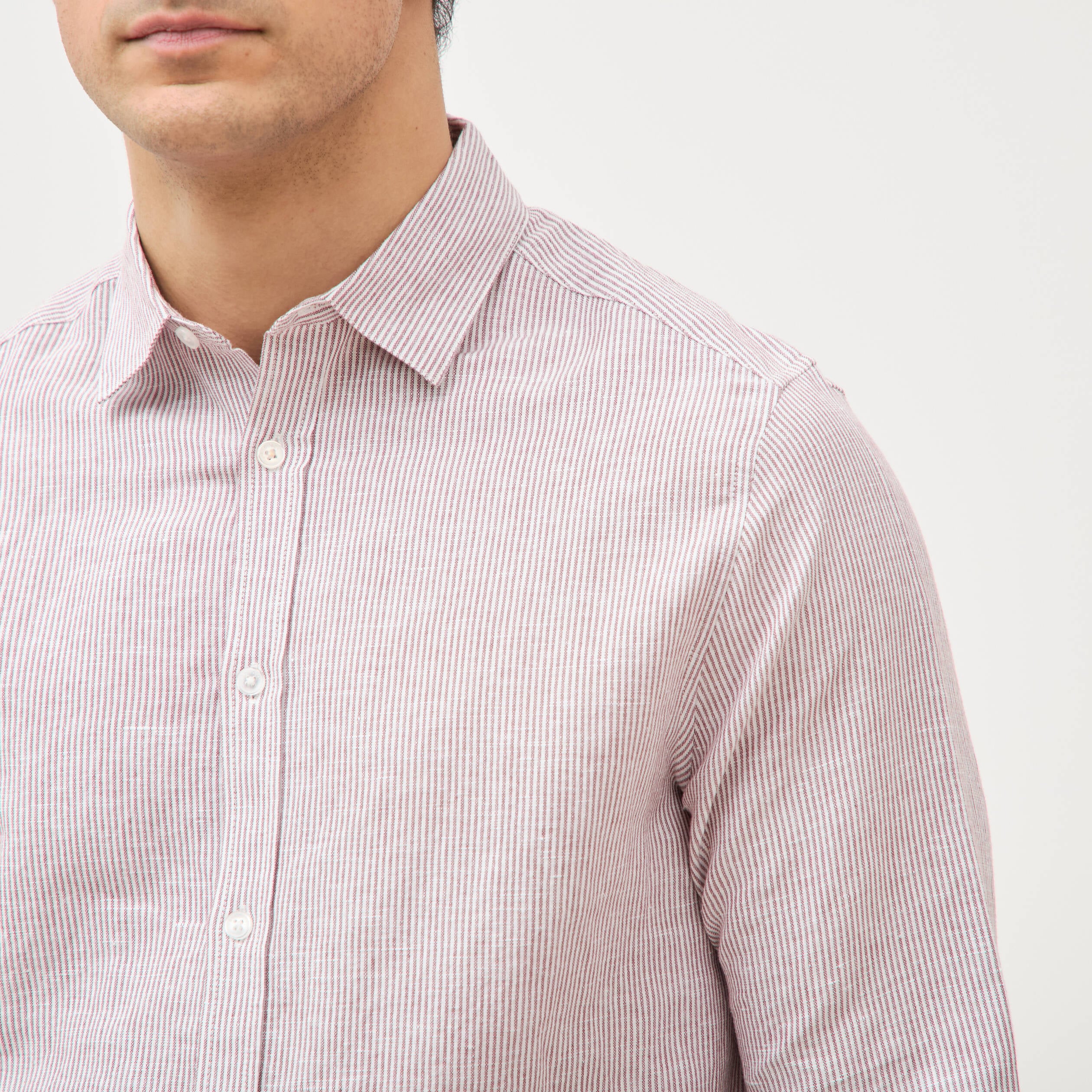 Chemise manches longues vieux rose homme