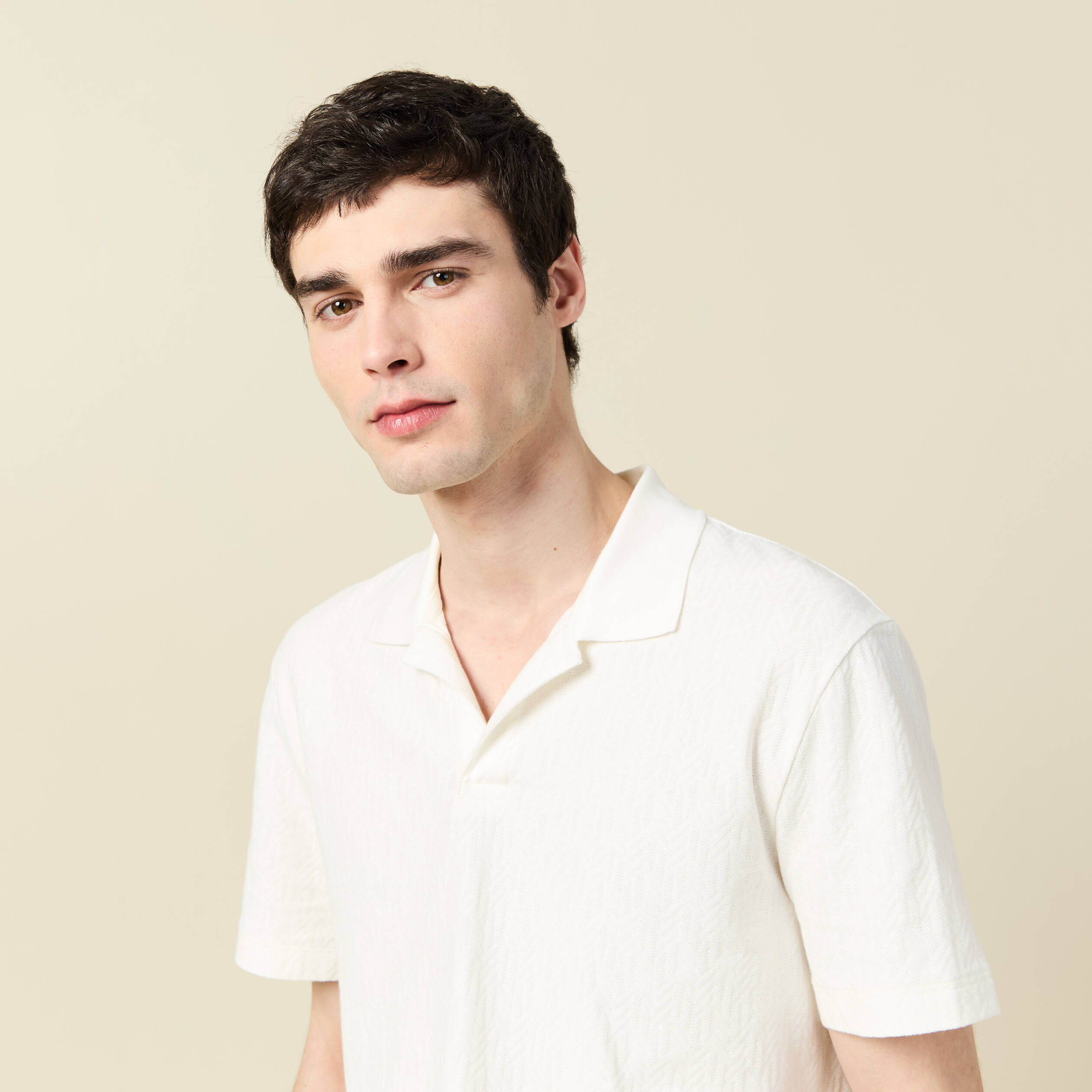 Polo manches courtes ecru homme