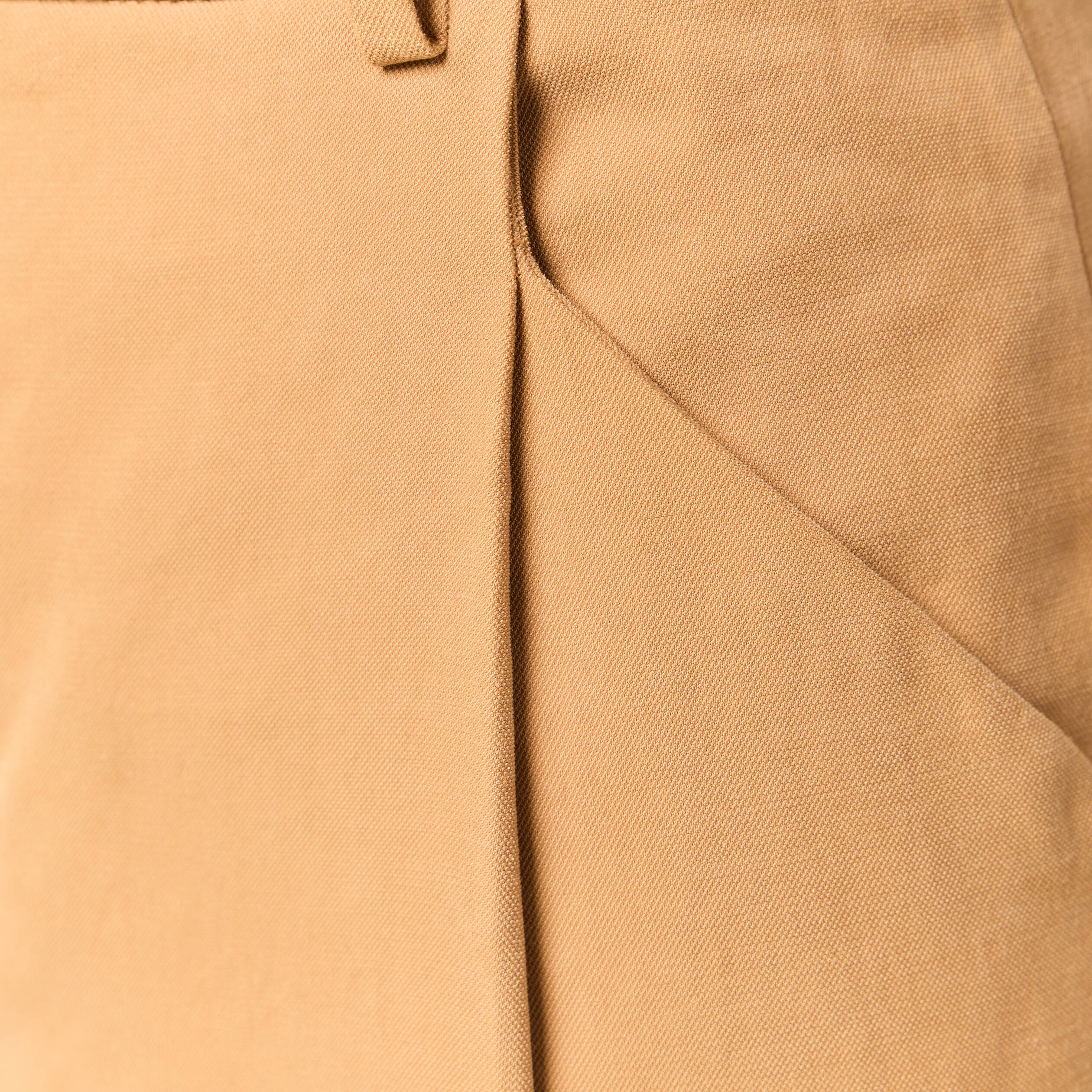 Pantalon large taille haute marron clair femme