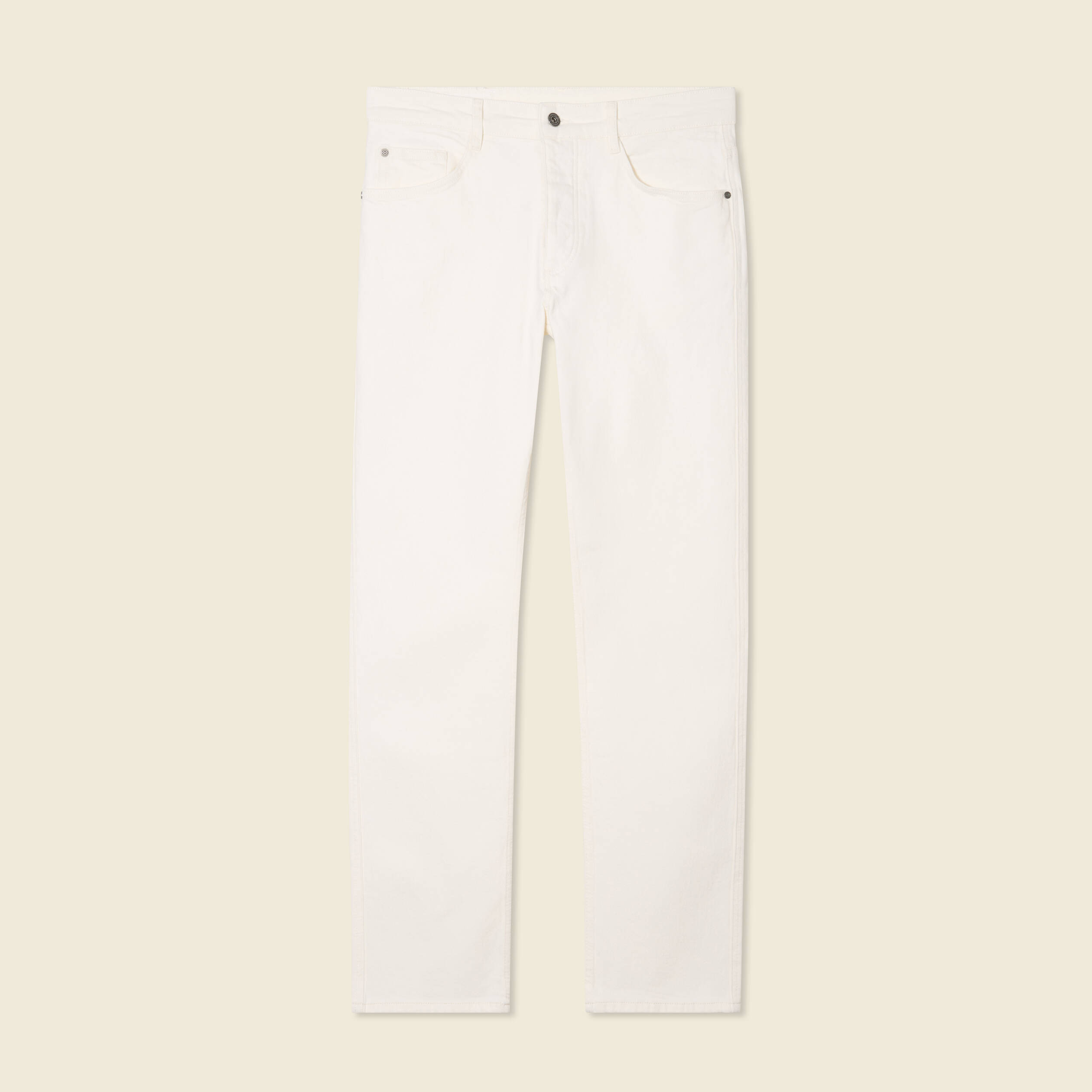 Jeans regular 5 poches denim blanc homme