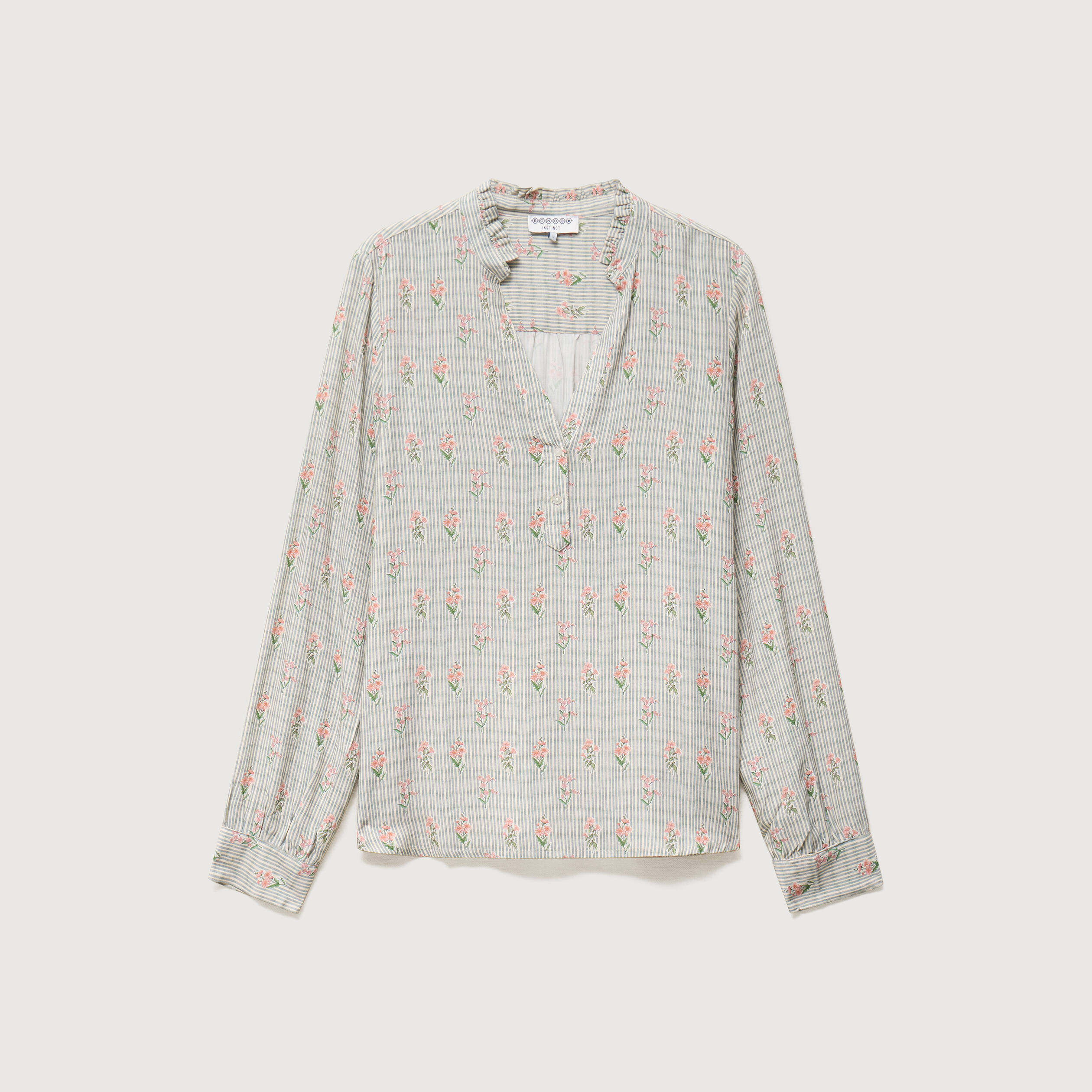 Blouse manches longues bleu gris femme