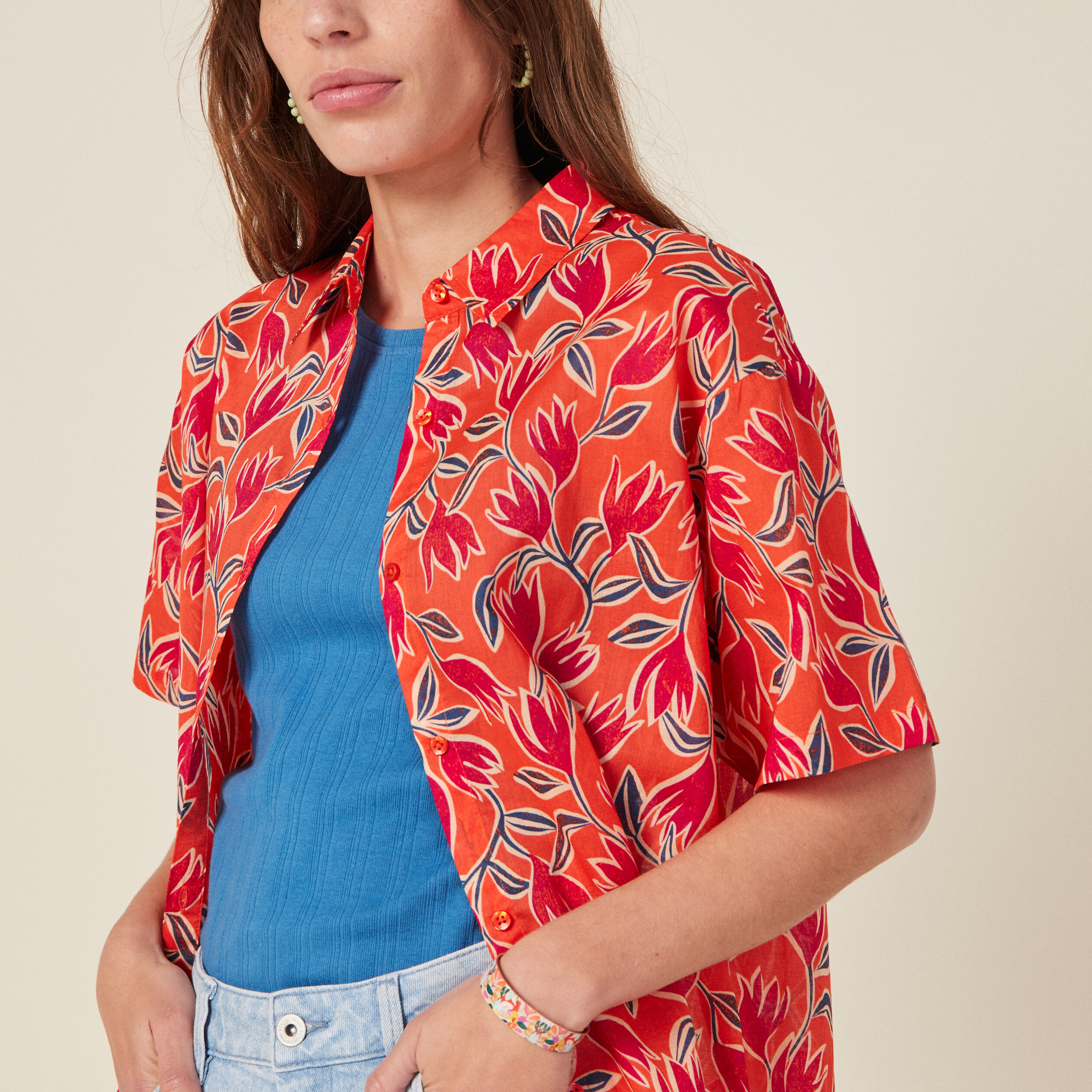 chemise eco responsable orange femme Chemise éco-responsable orange femme
