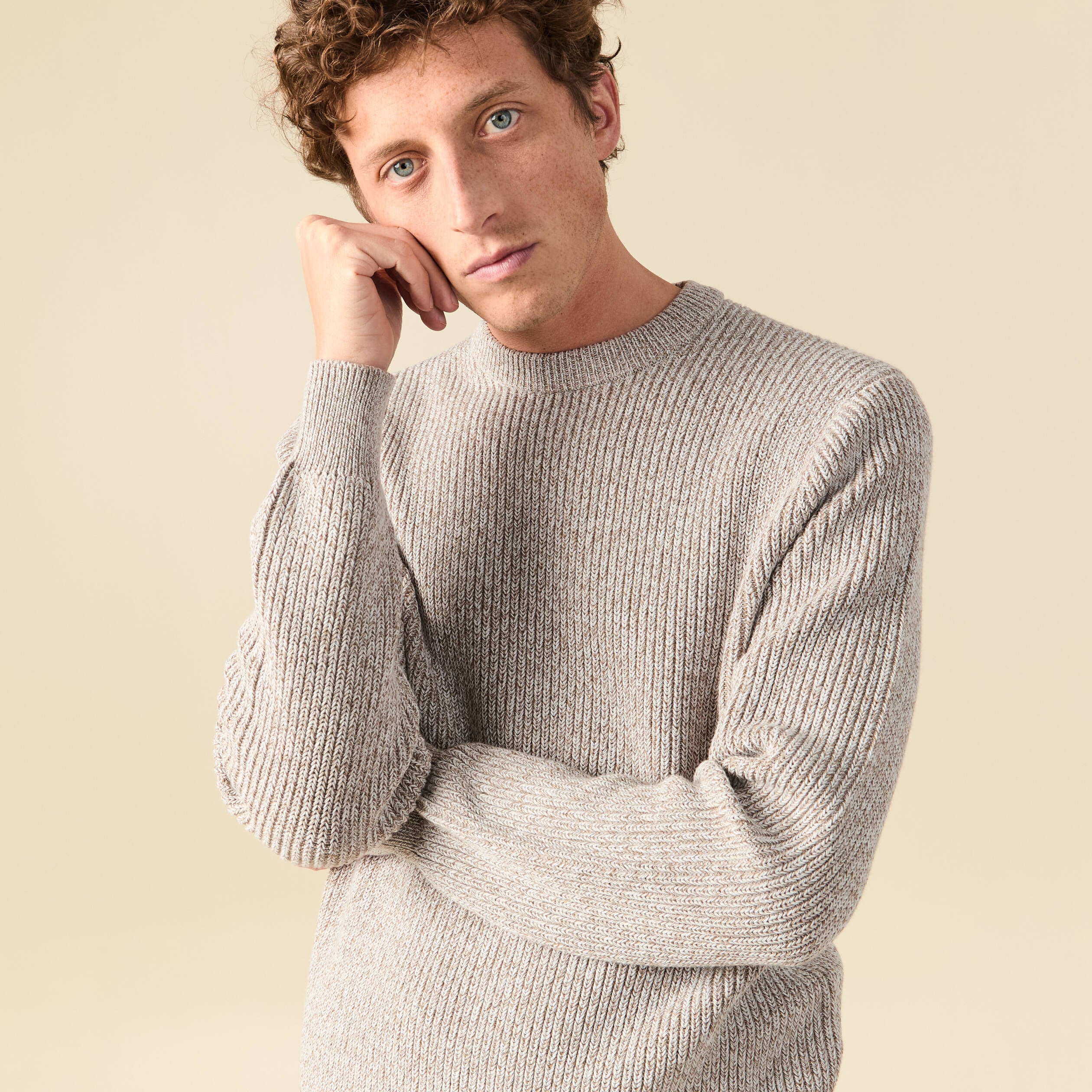 Pull manches longues gris clair homme