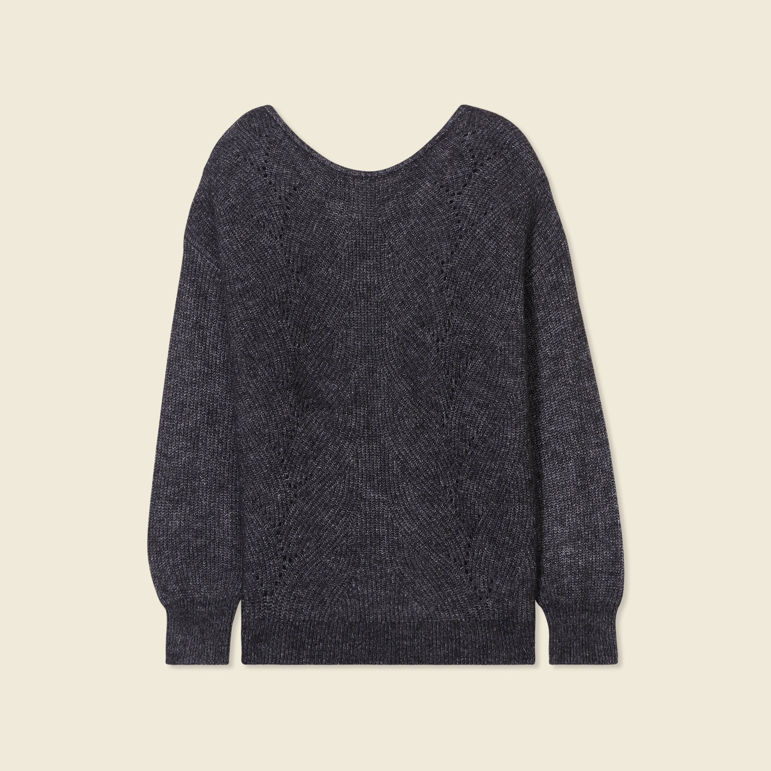 Pull manches longues ajouré noir femme