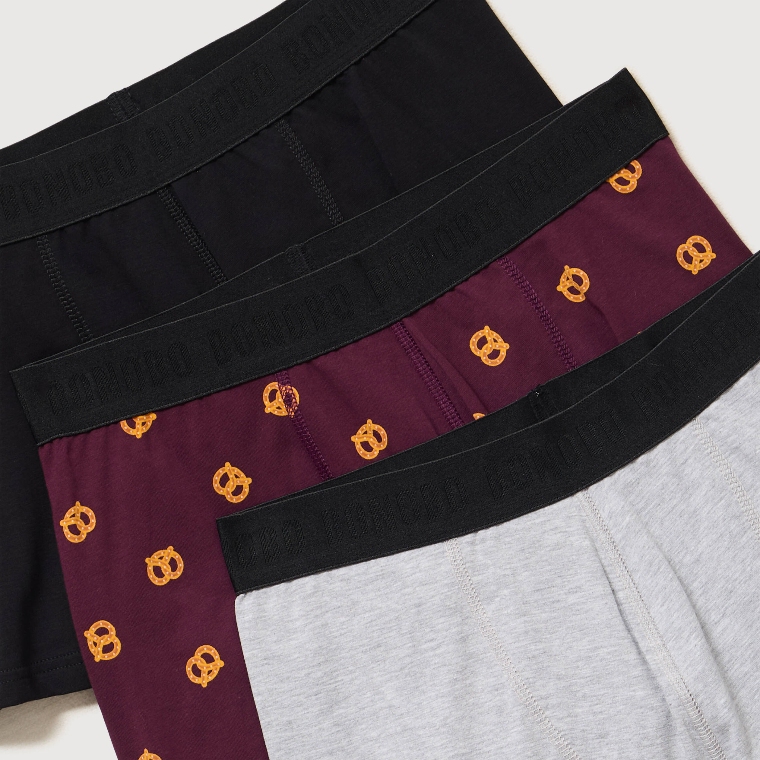 Lot de 3 boxers prune homme