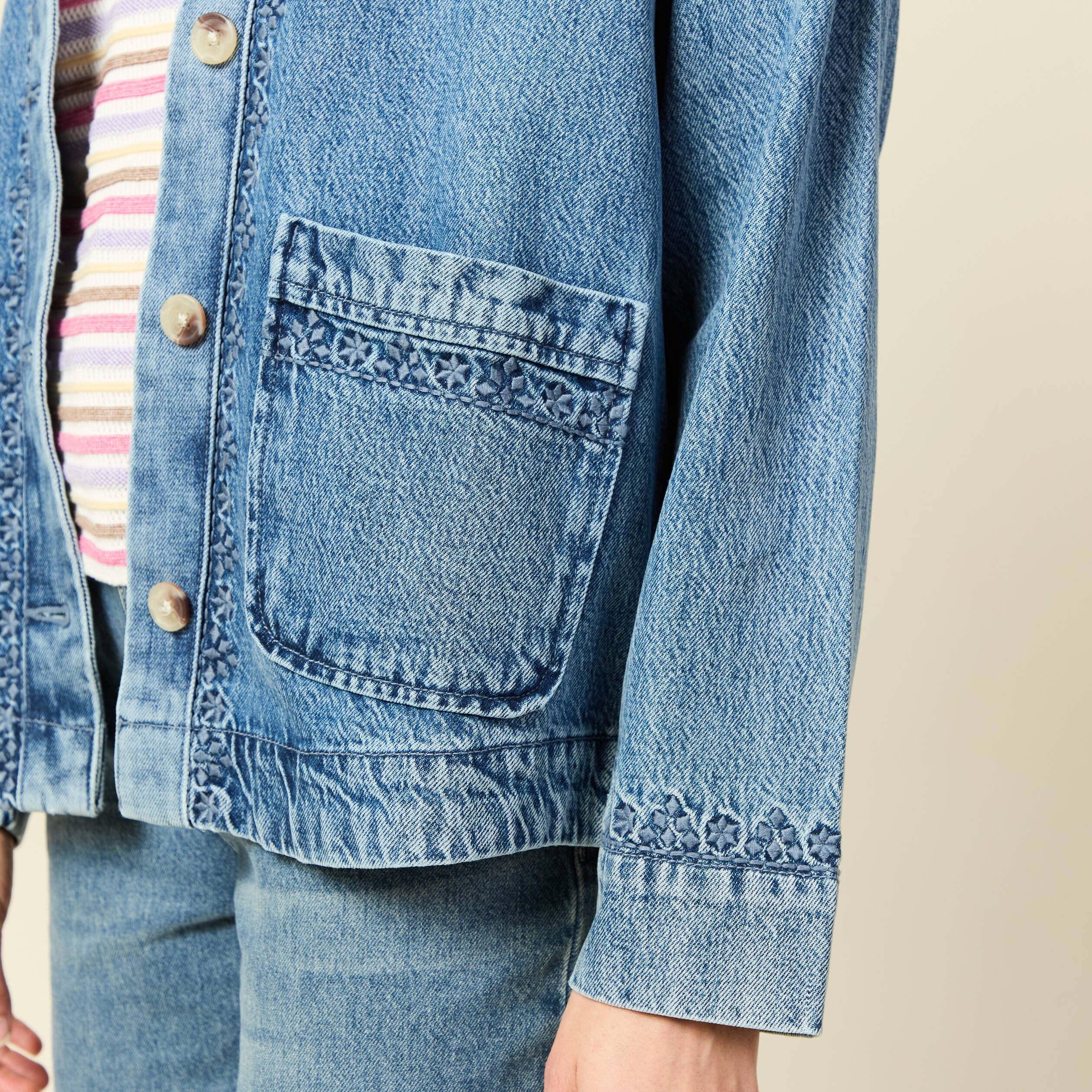 Surchemise en jeans manches longues denim dirty femme