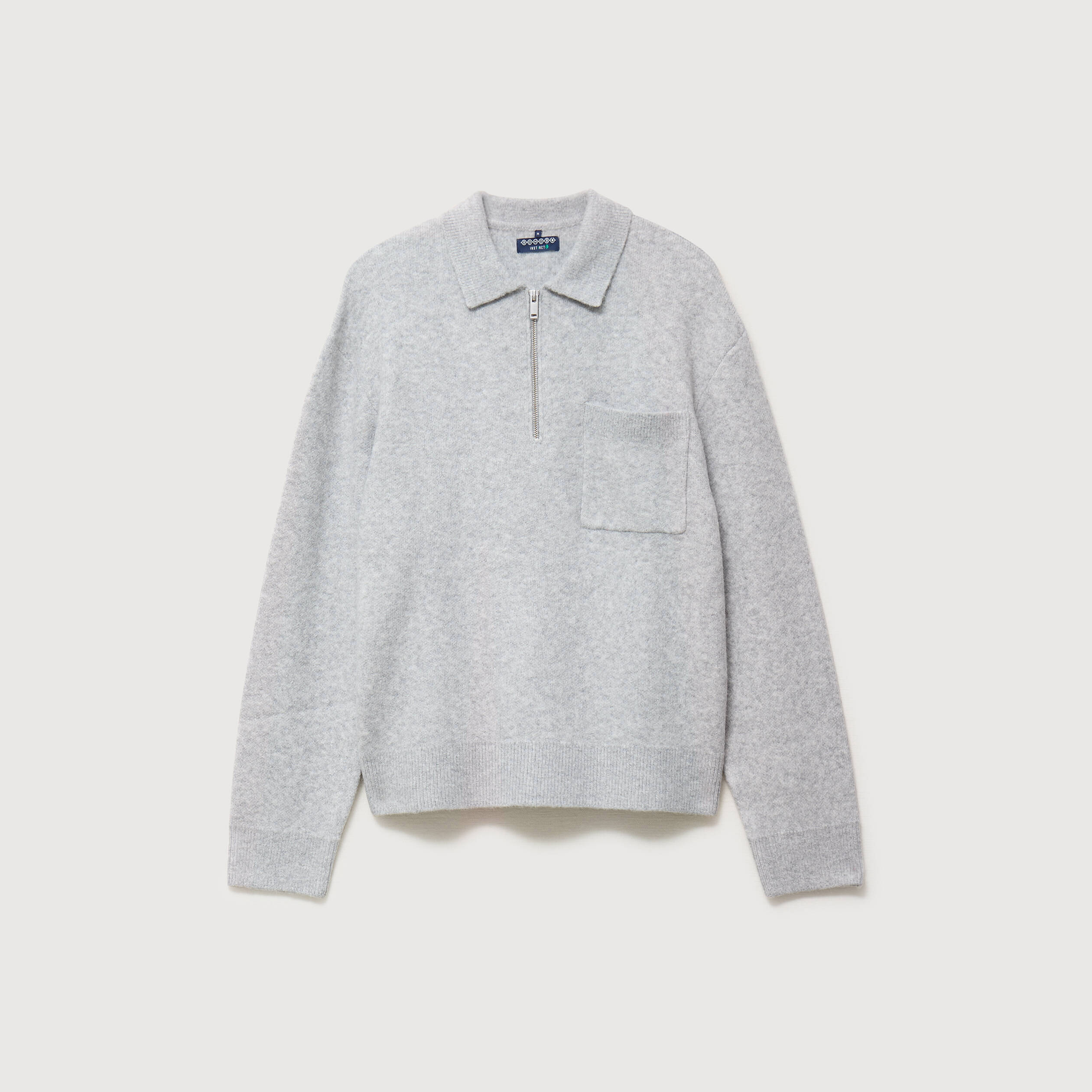 Pull droit manches longues gris homme