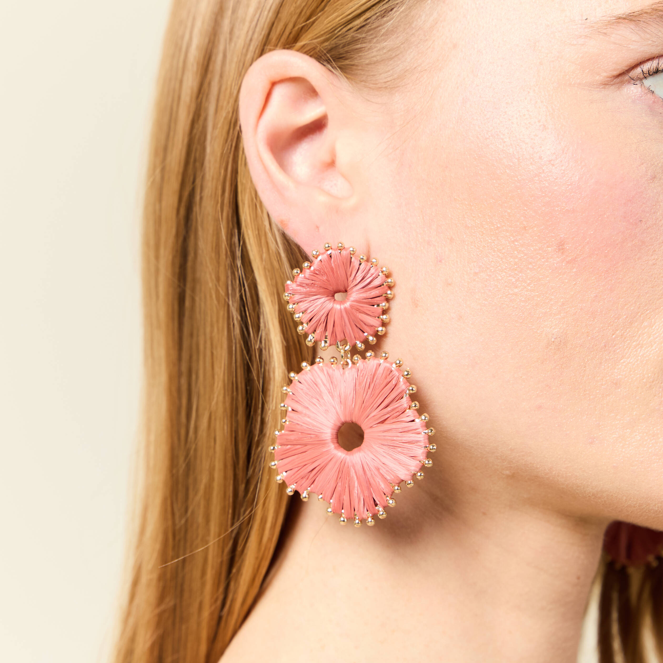 Boucles d'oreilles pendantes vieux rose femme