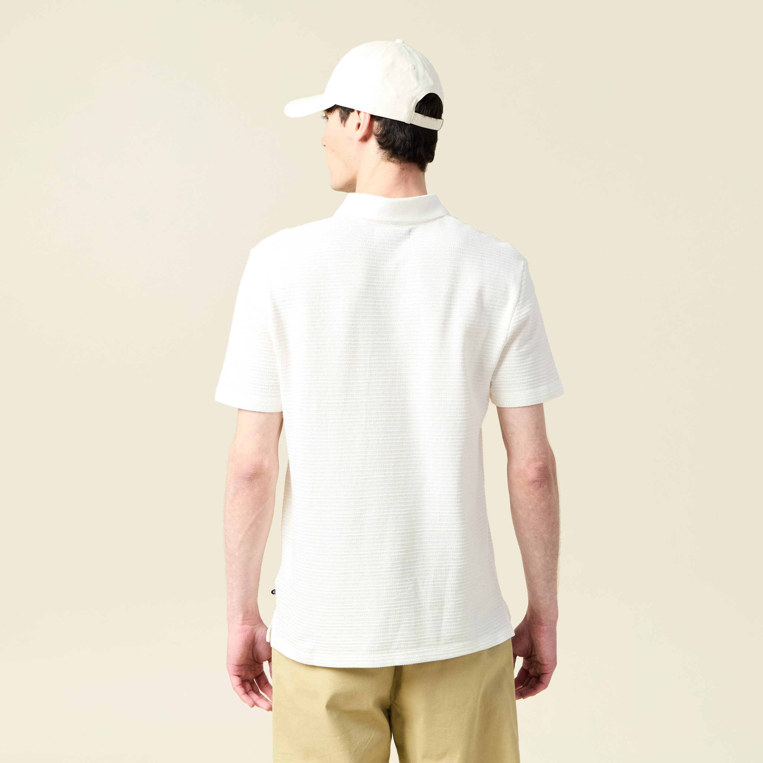 Polo manches courtes en coton ecru homme