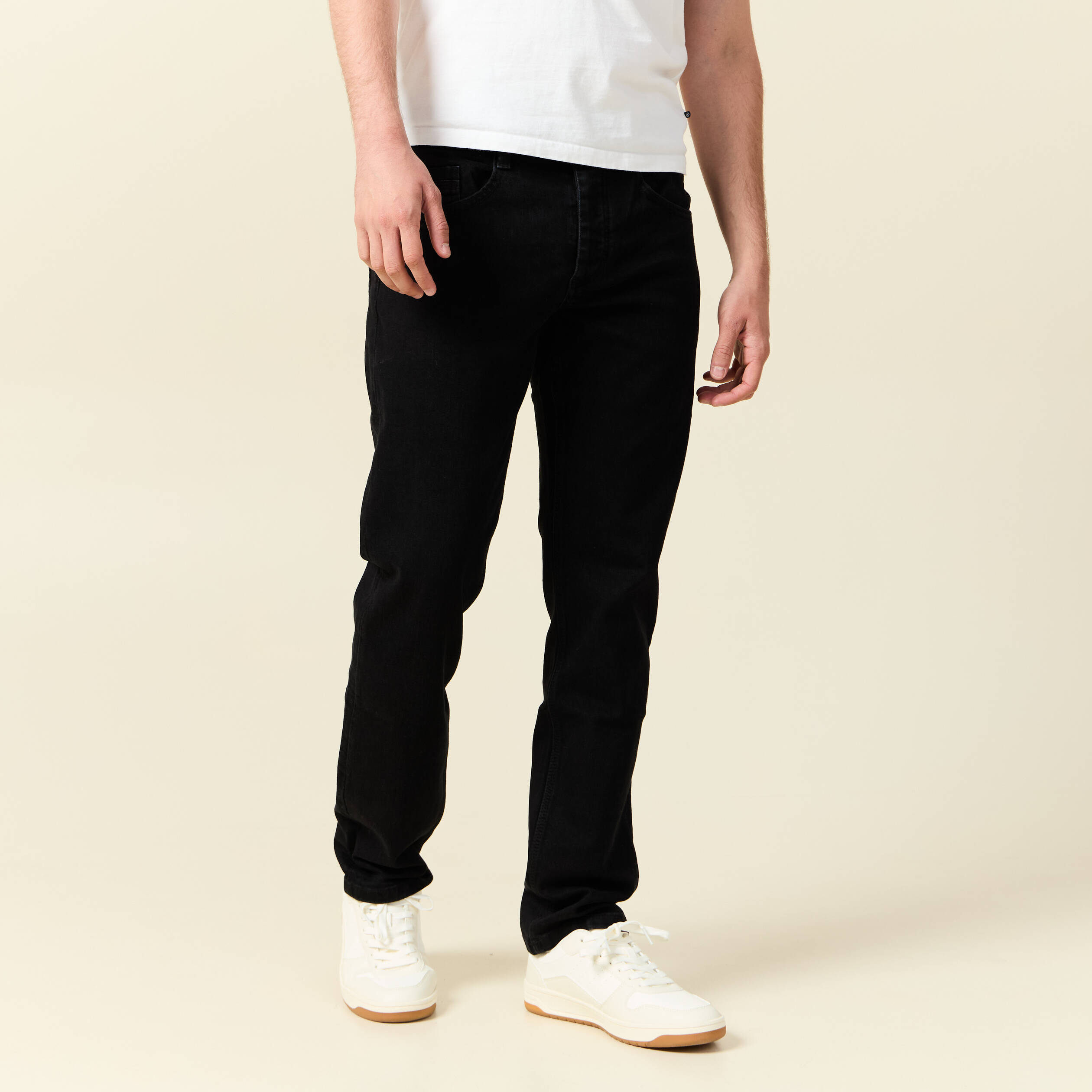 Jeans straight longueur 32 denim noir homme