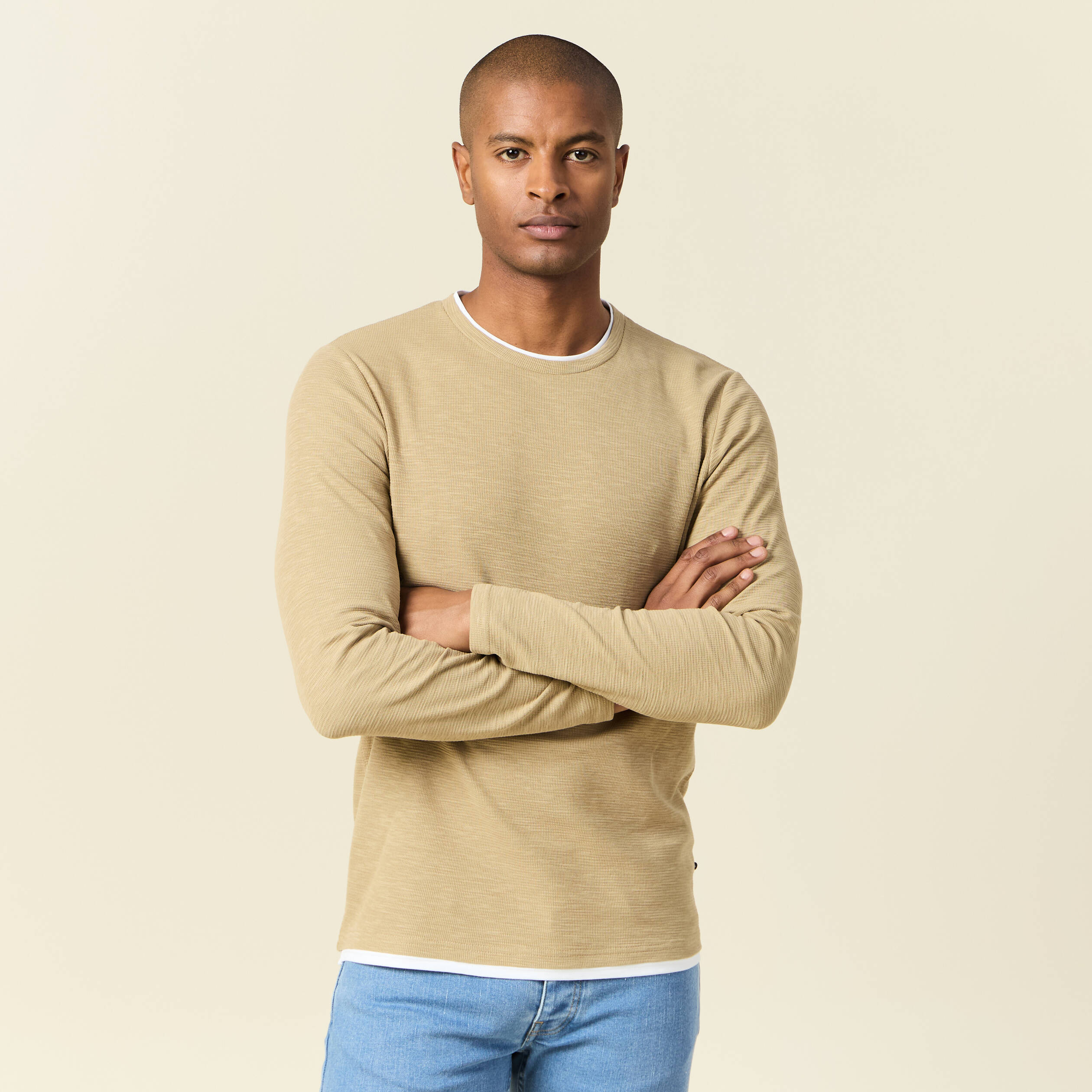 t shirt manches longues taupe homme T-shirt manches longues taupe homme