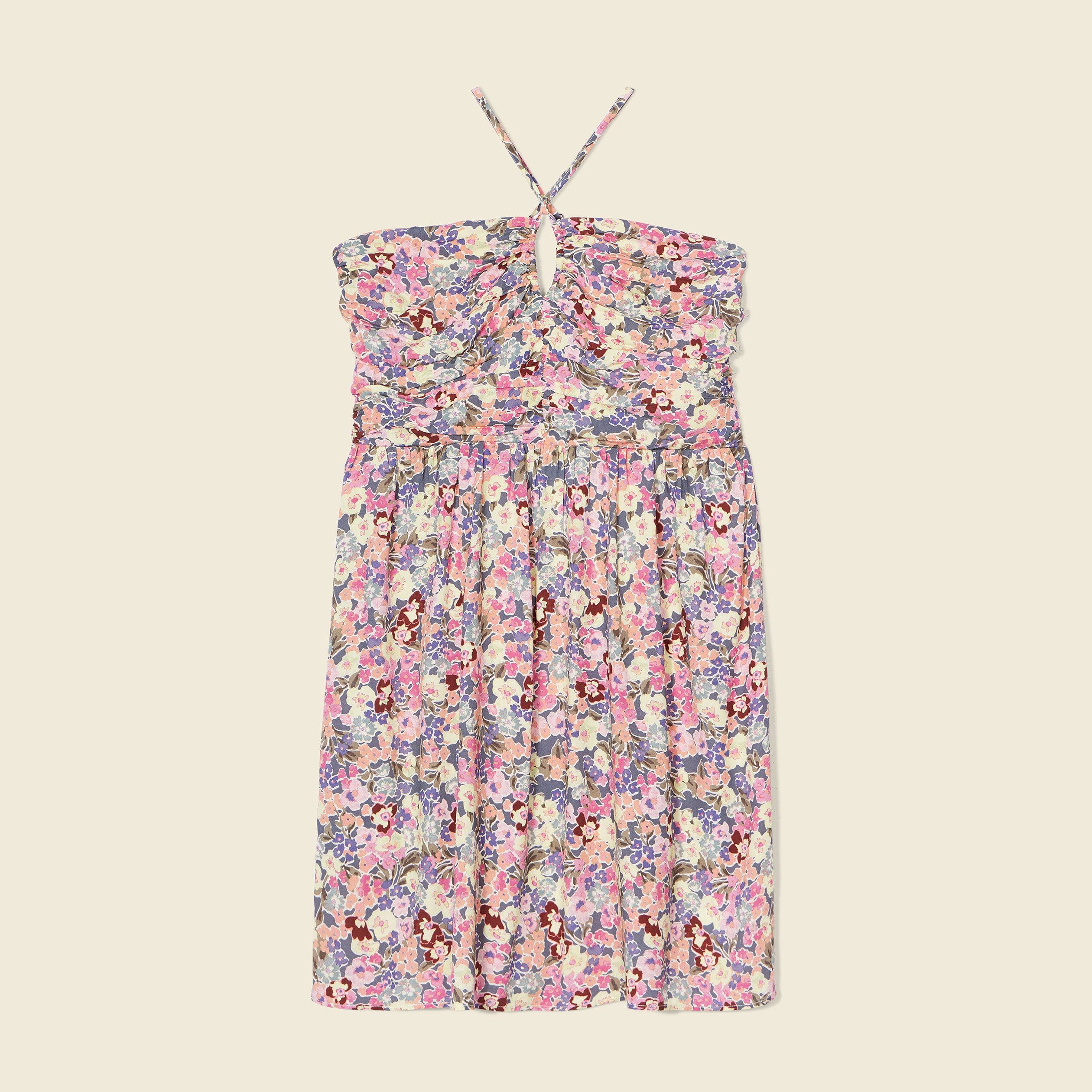 Robe droite froncée multicolore femme