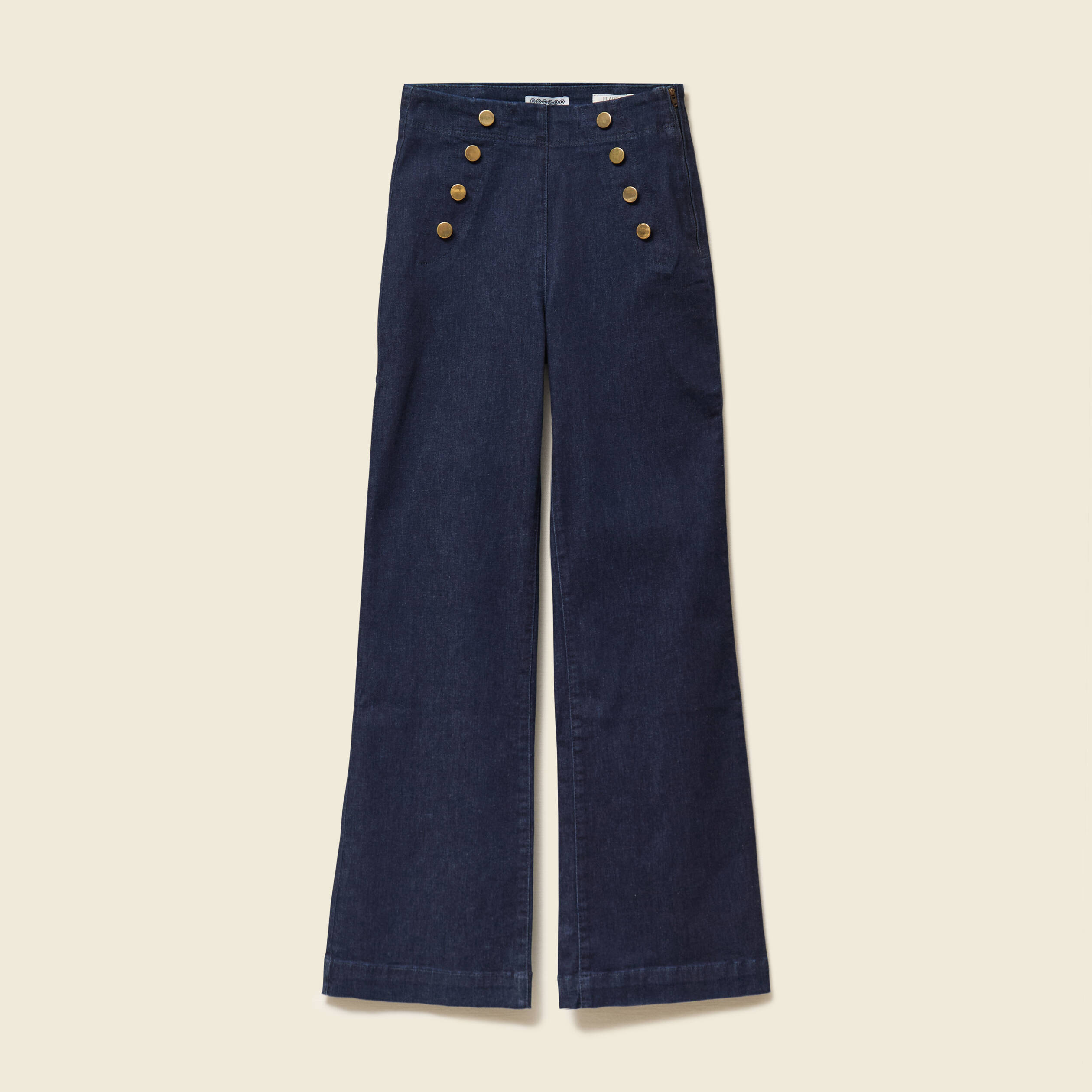 Jeans bootcut taille haute 7/8&egrave;me denim brut femme