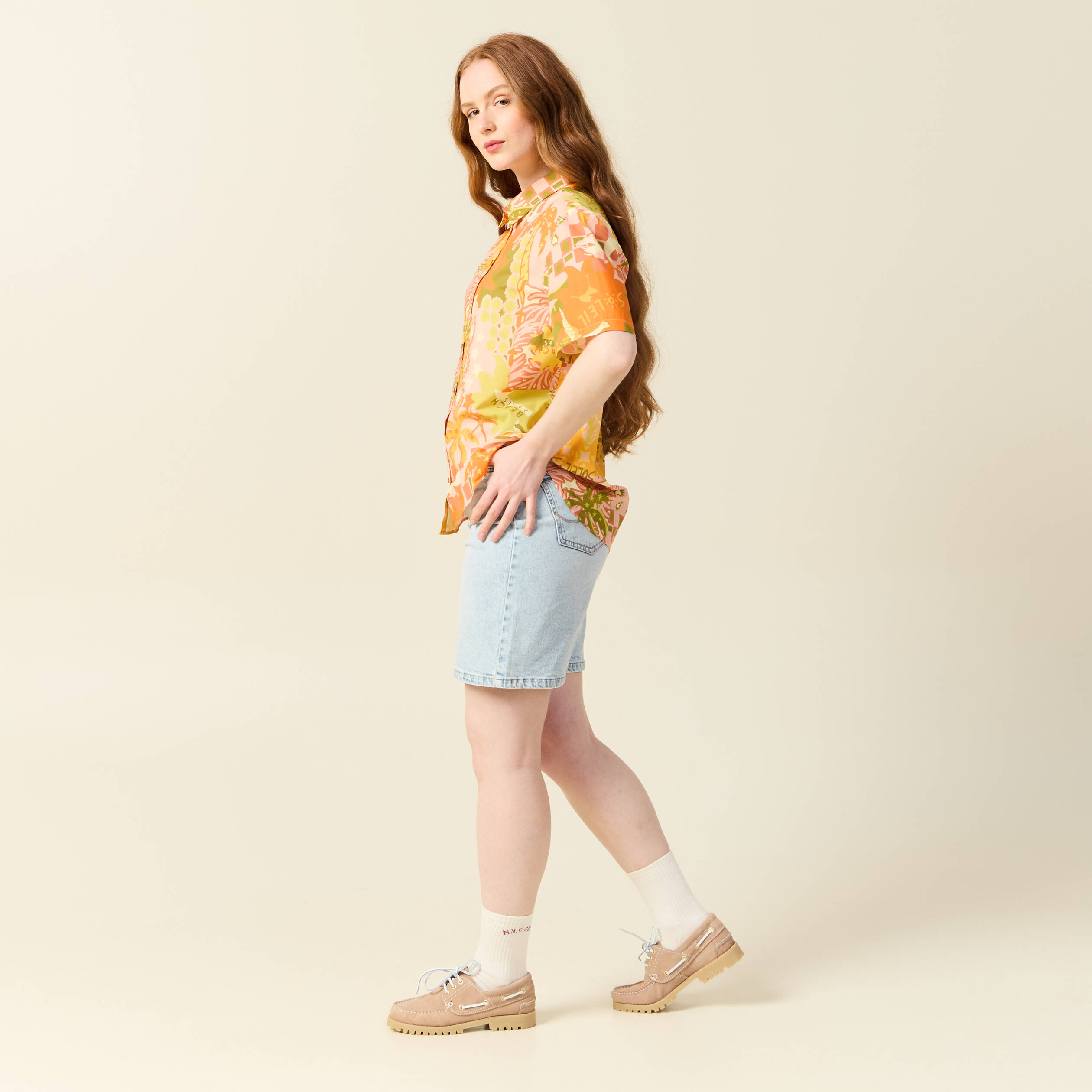 chemise manches courtes orange corail femme Chemise manches courtes orange corail femme