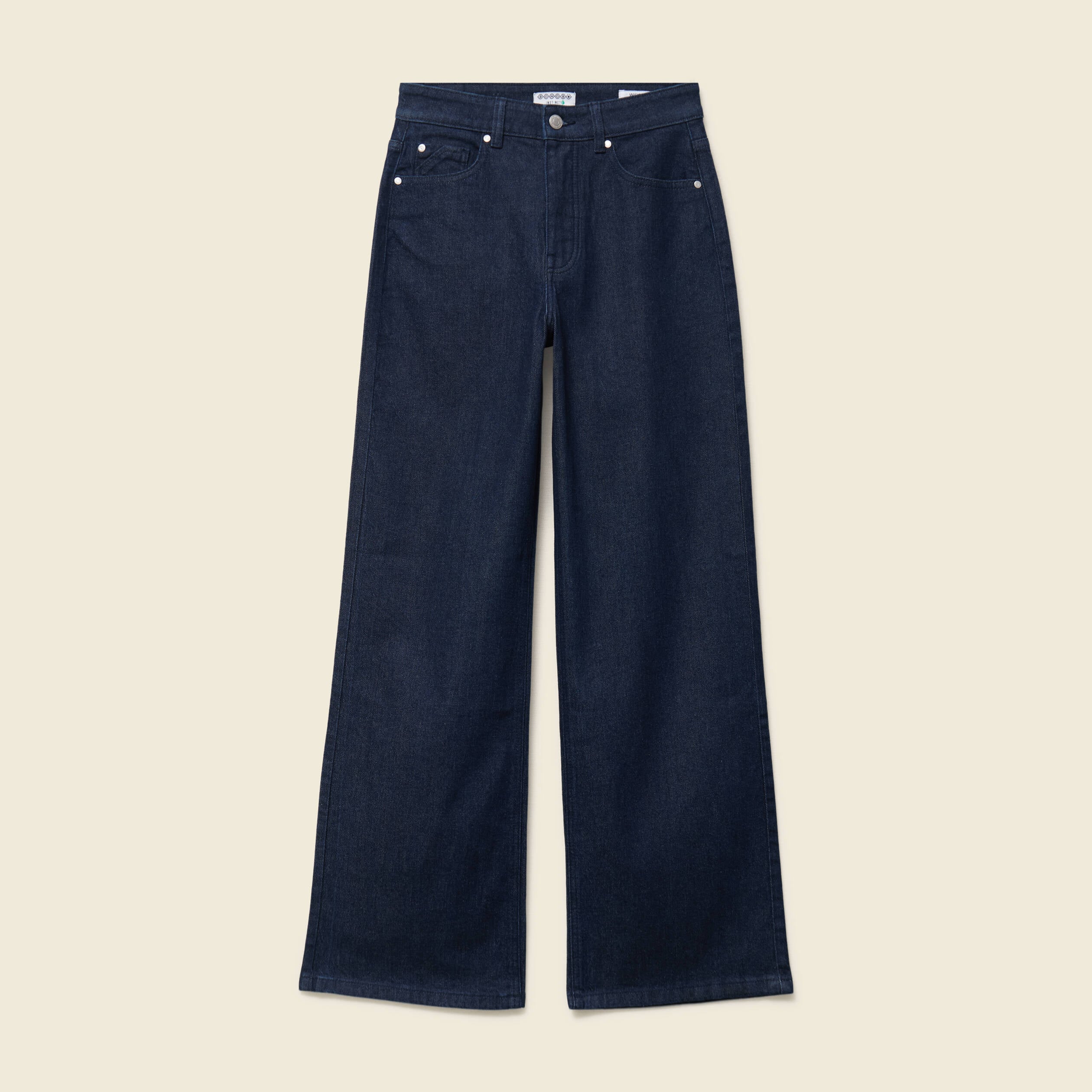 Jeans large taille haute denim brut rinse femme