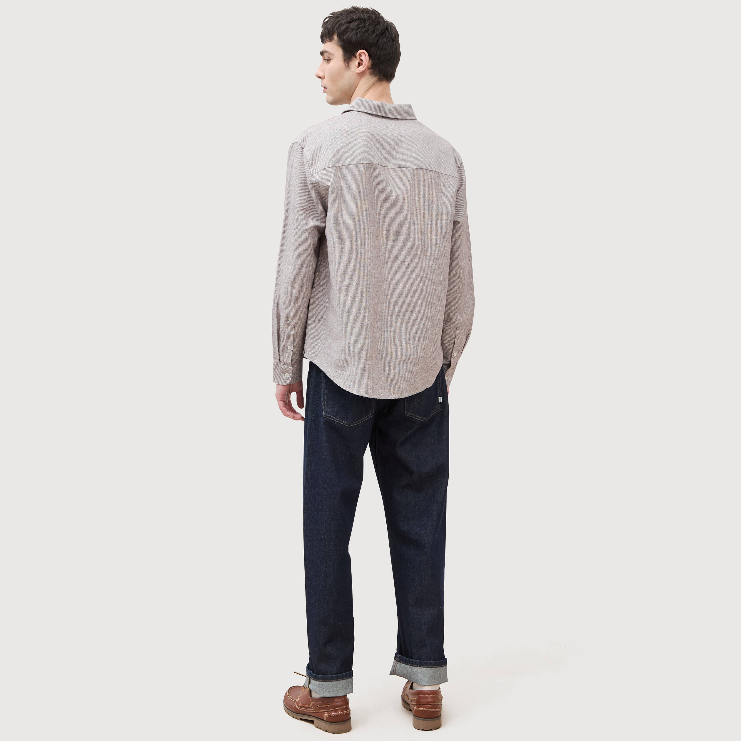 Col vareuse boyfriend manches longues marron fonc&eacute; homme