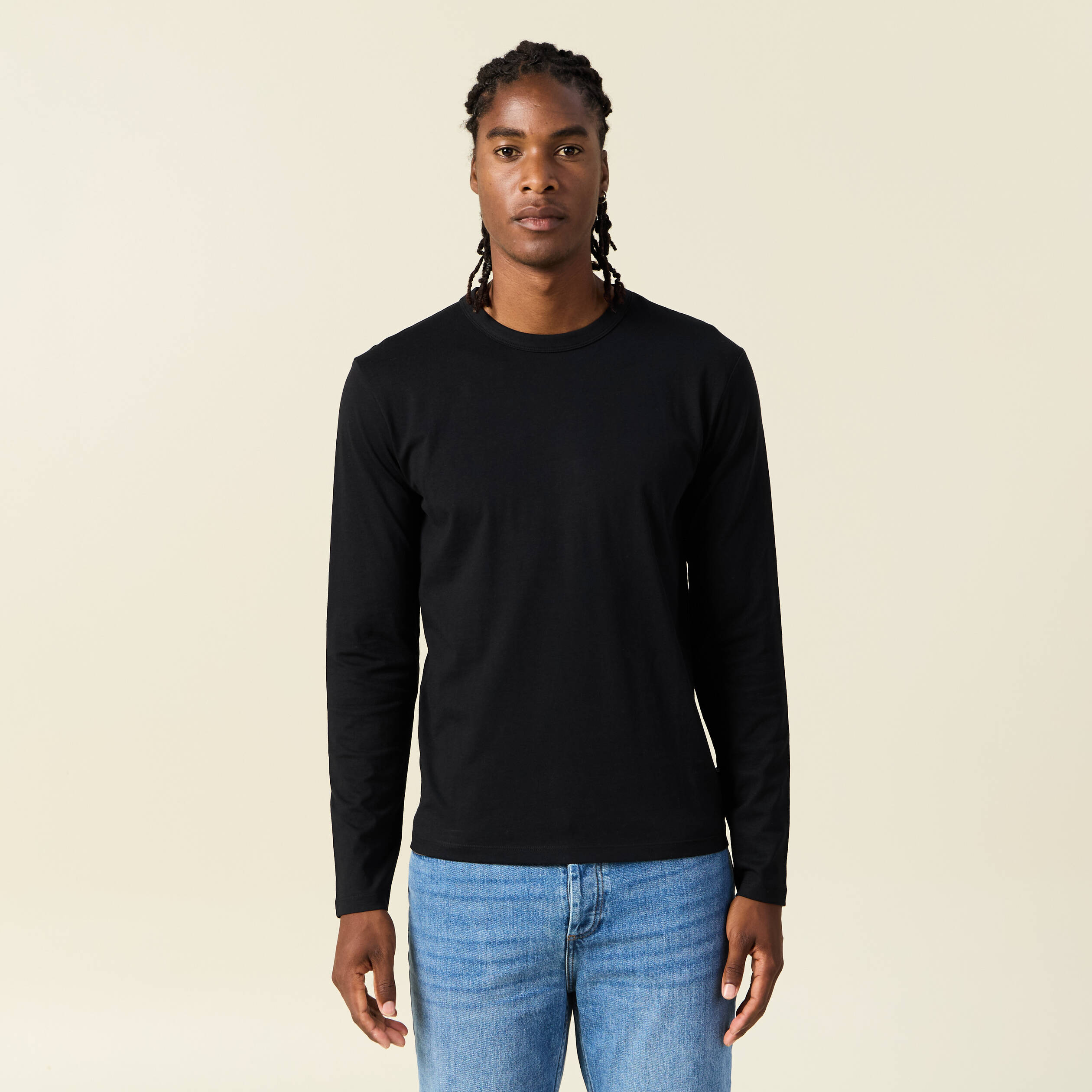 T-shirt en coton manches longues noir homme