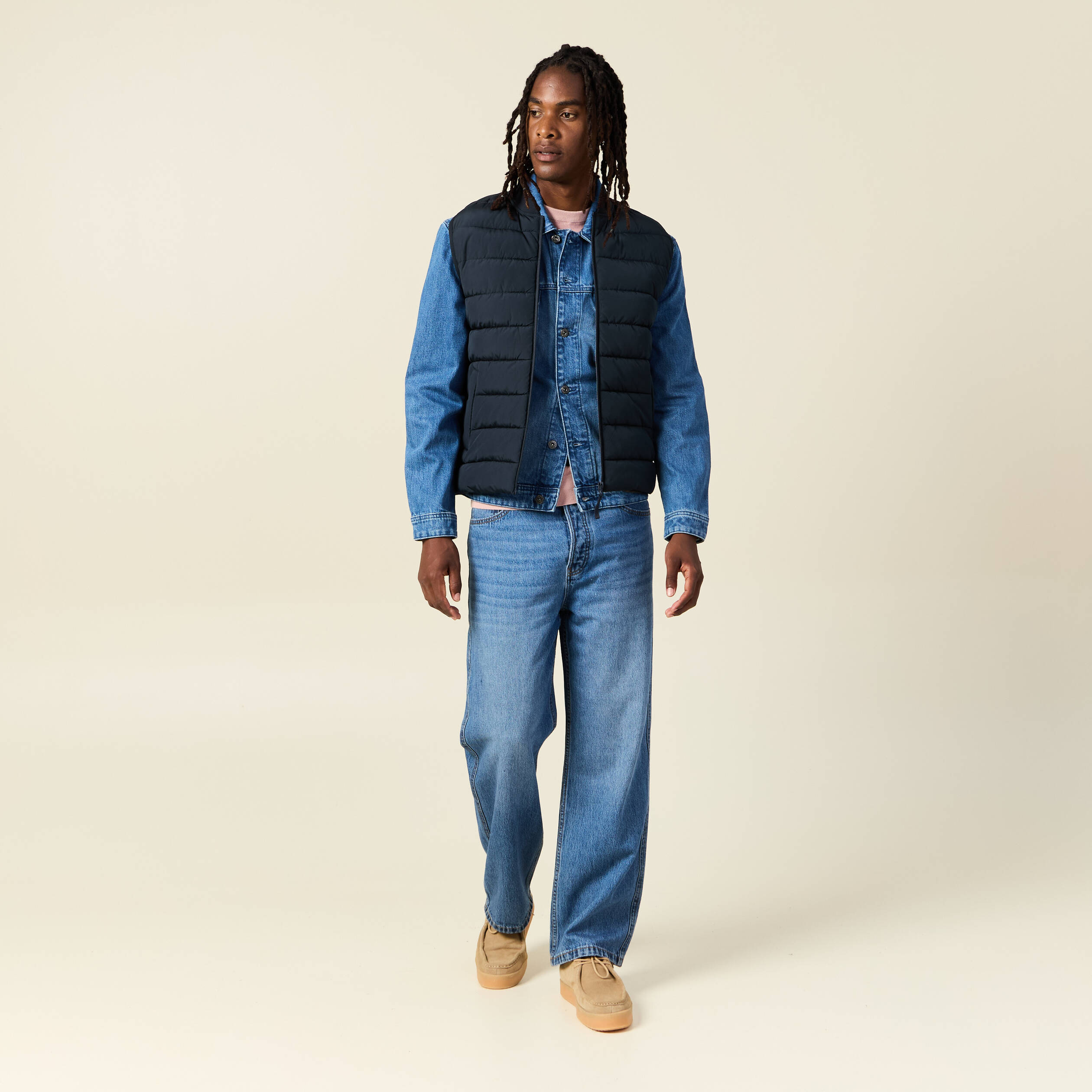 Doudoune courte sans manches bleu marine homme