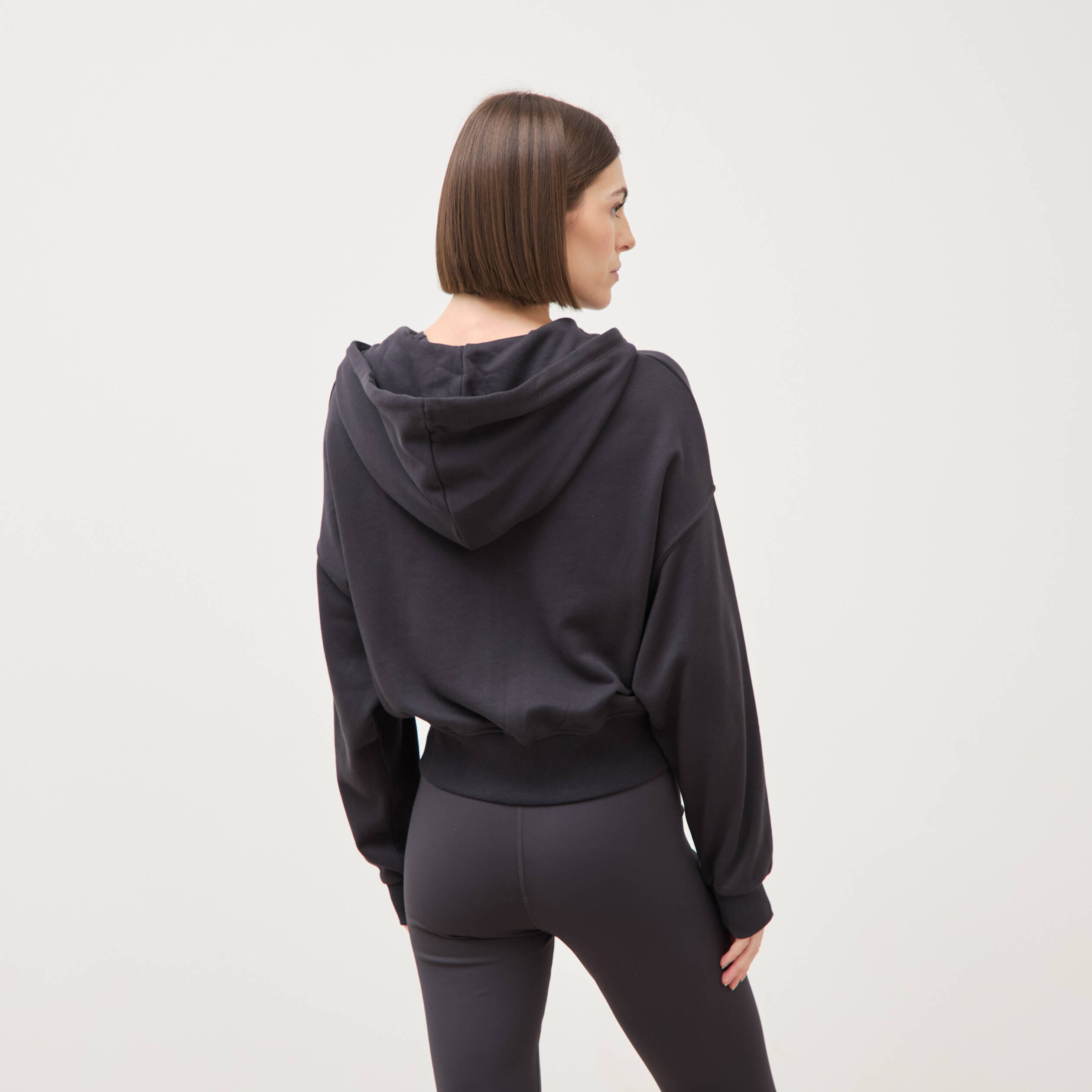 Sweat boyfriend &agrave; capuche gris fonc&eacute; femme