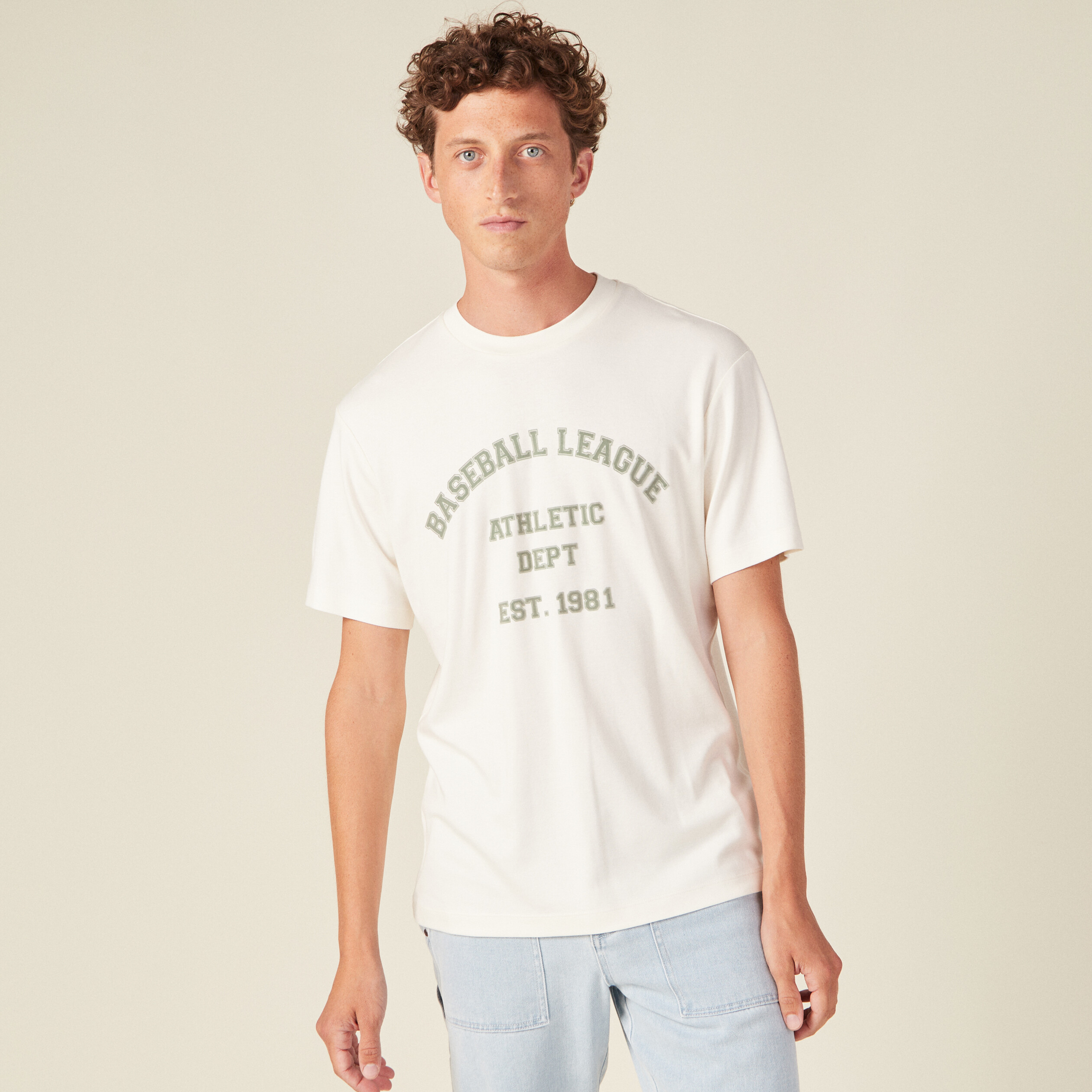 T-shirt manches courtes ecru homme