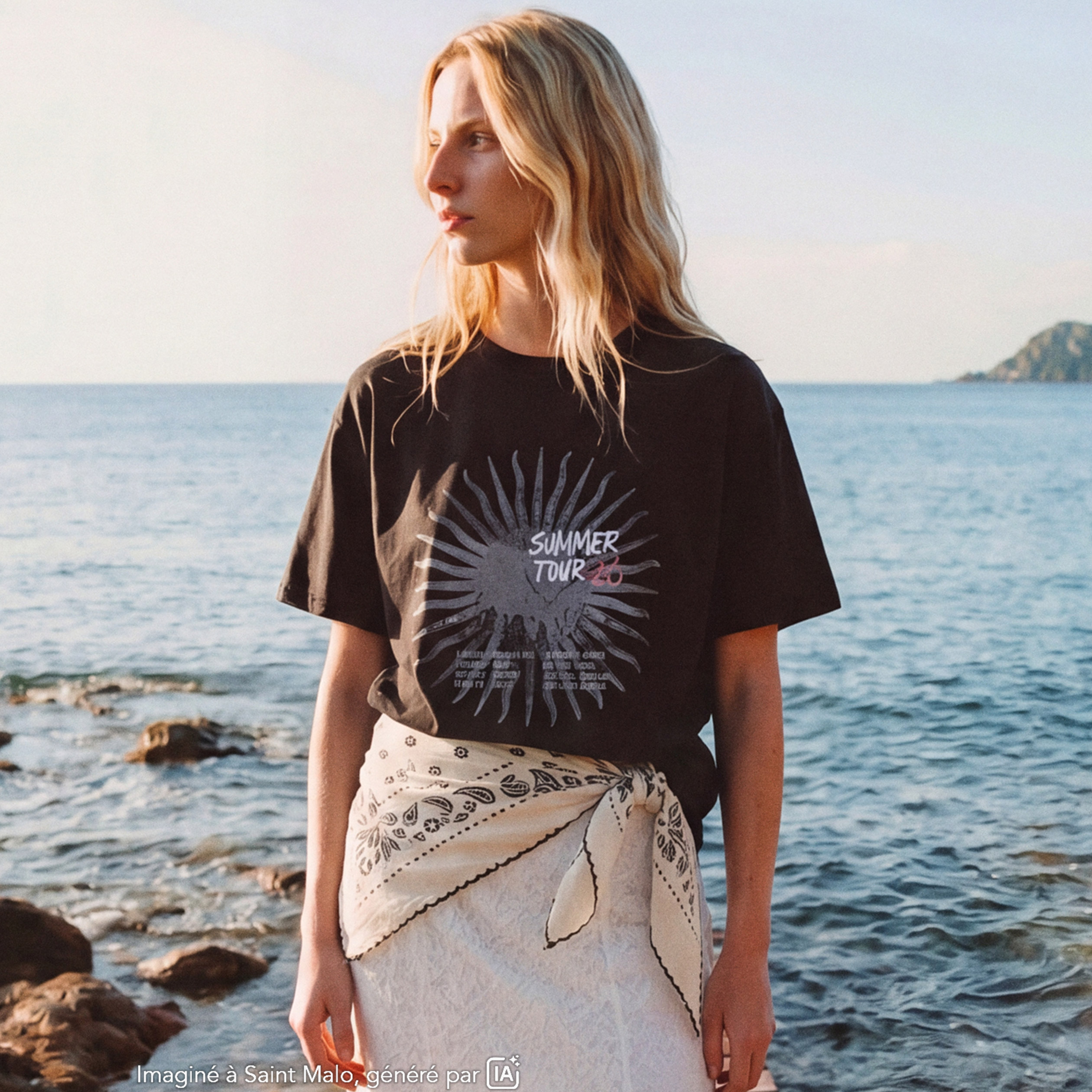 T-shirt oversize en coton noir femme