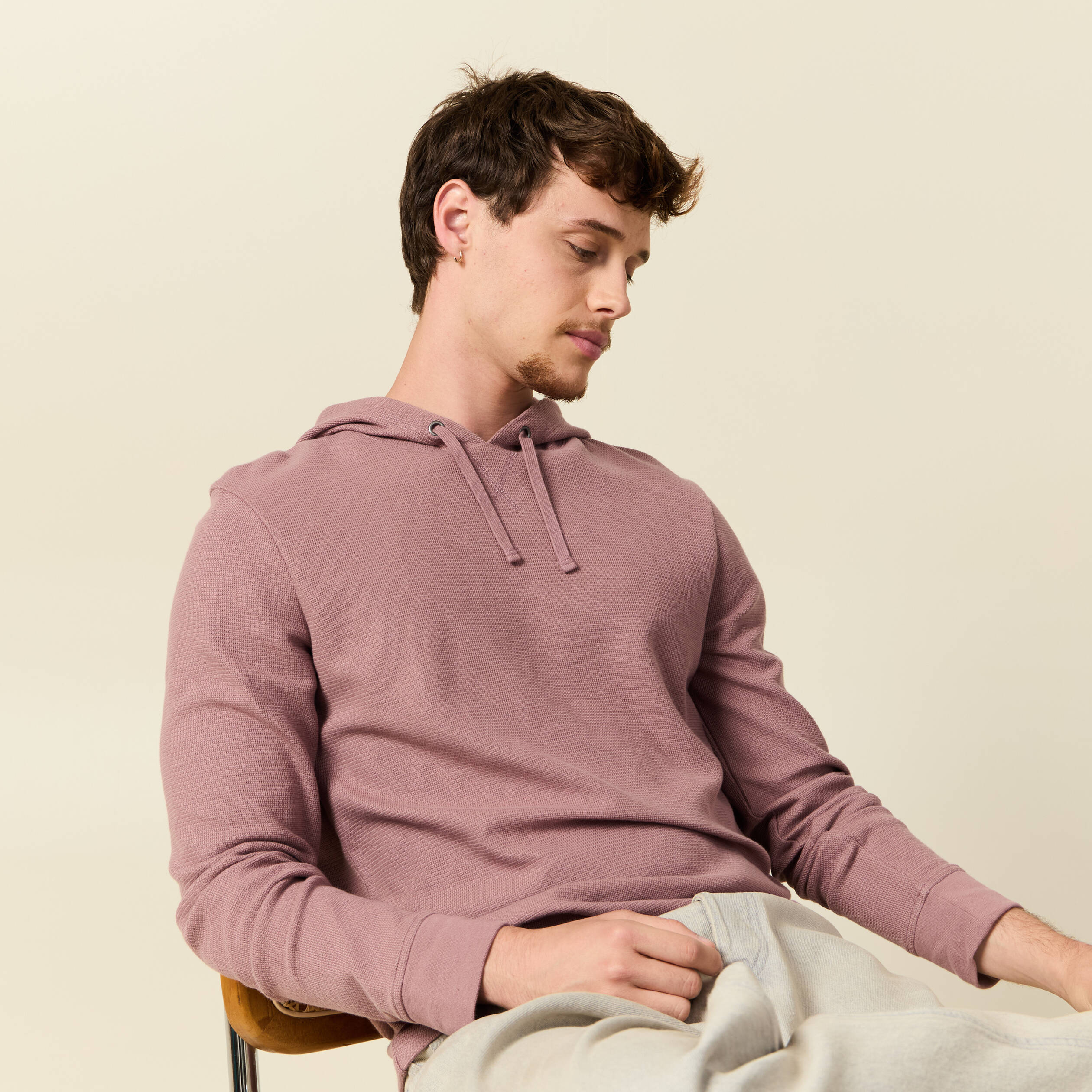T-shirt &agrave; capuche vieux rose homme