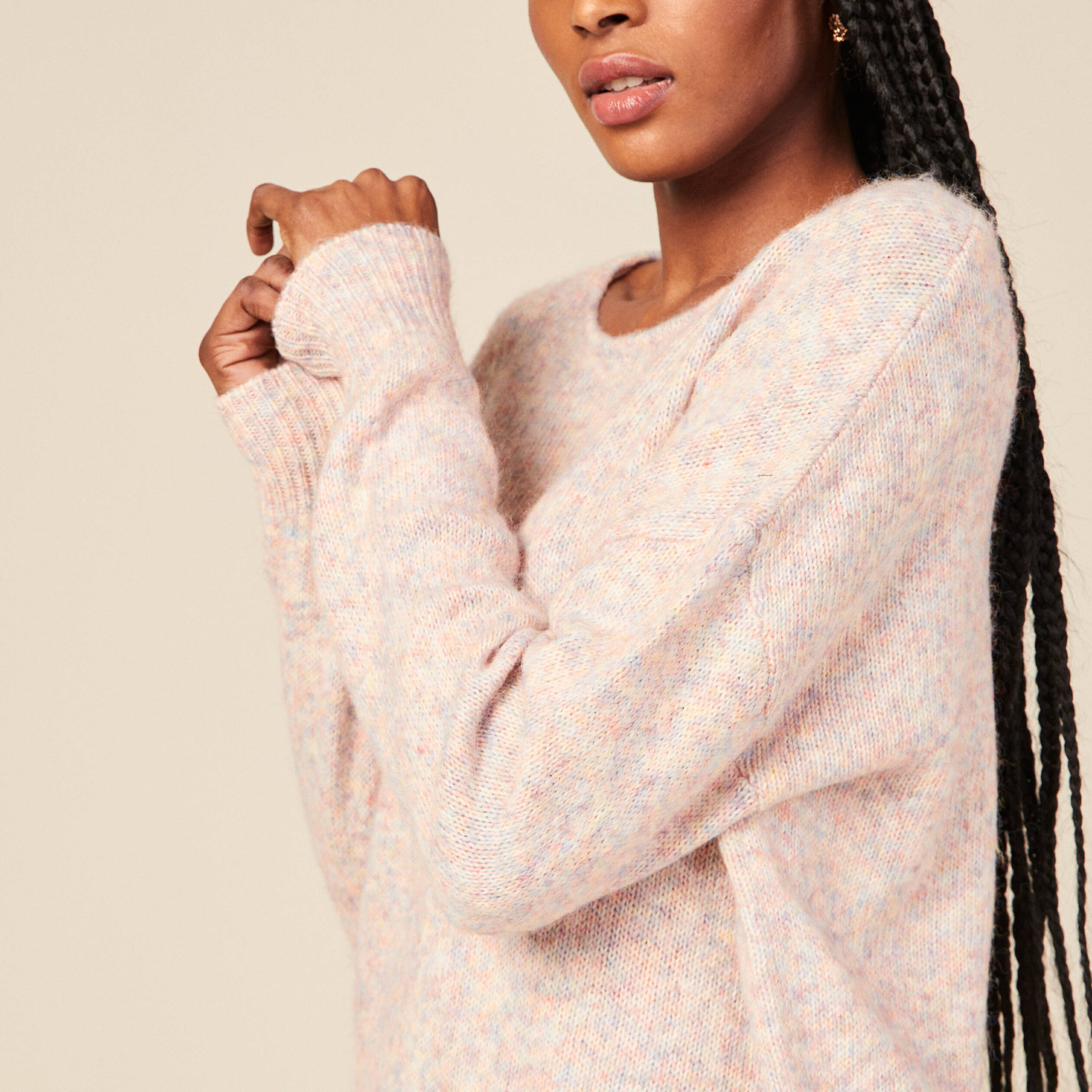 Pull manches longues violet foncé femme