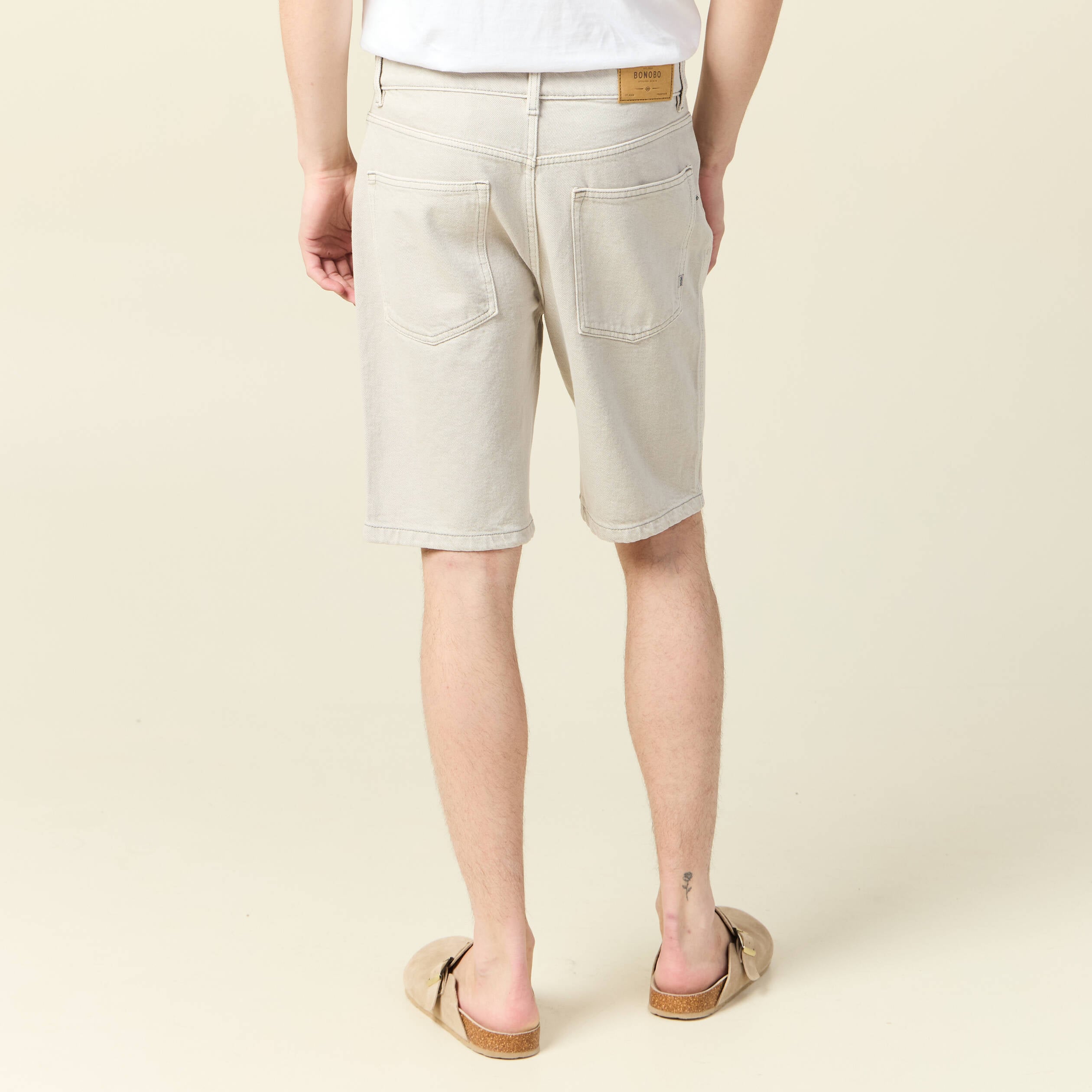 Bermuda droit en jean denim snow gris homme
