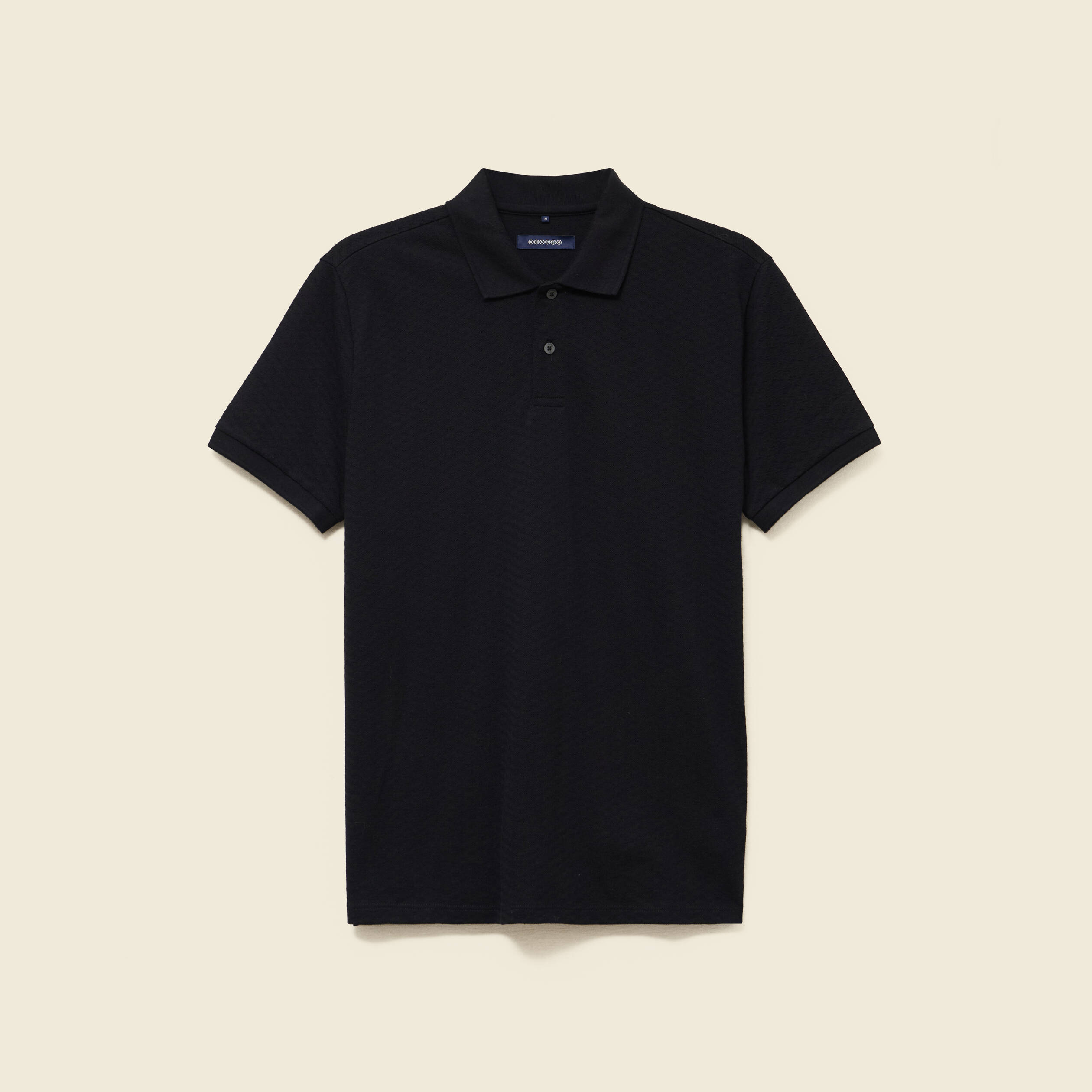 Polo cintr&eacute; en coton manches courtes noir homme