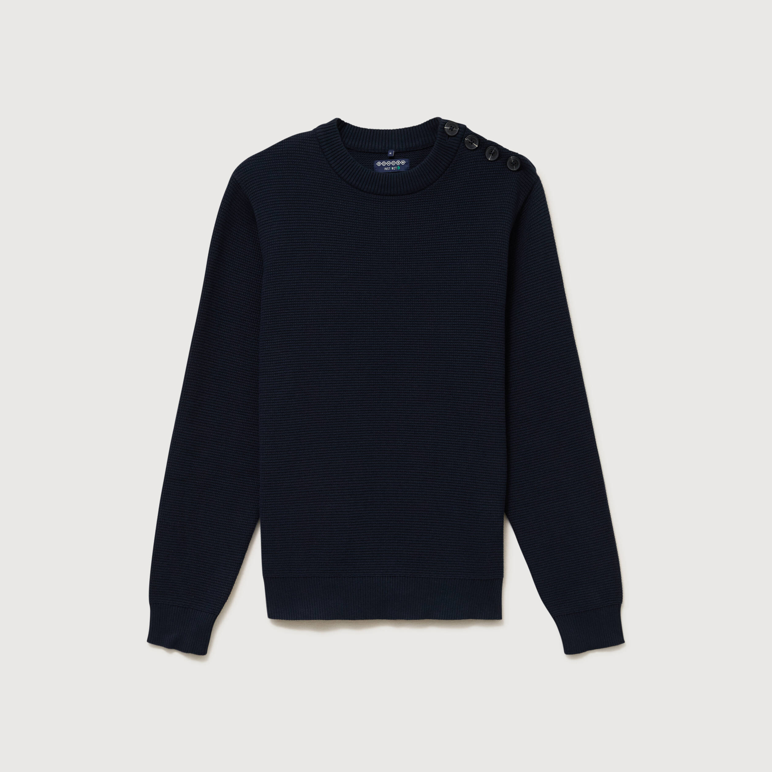 Pull manches longues col rond bleu marine homme