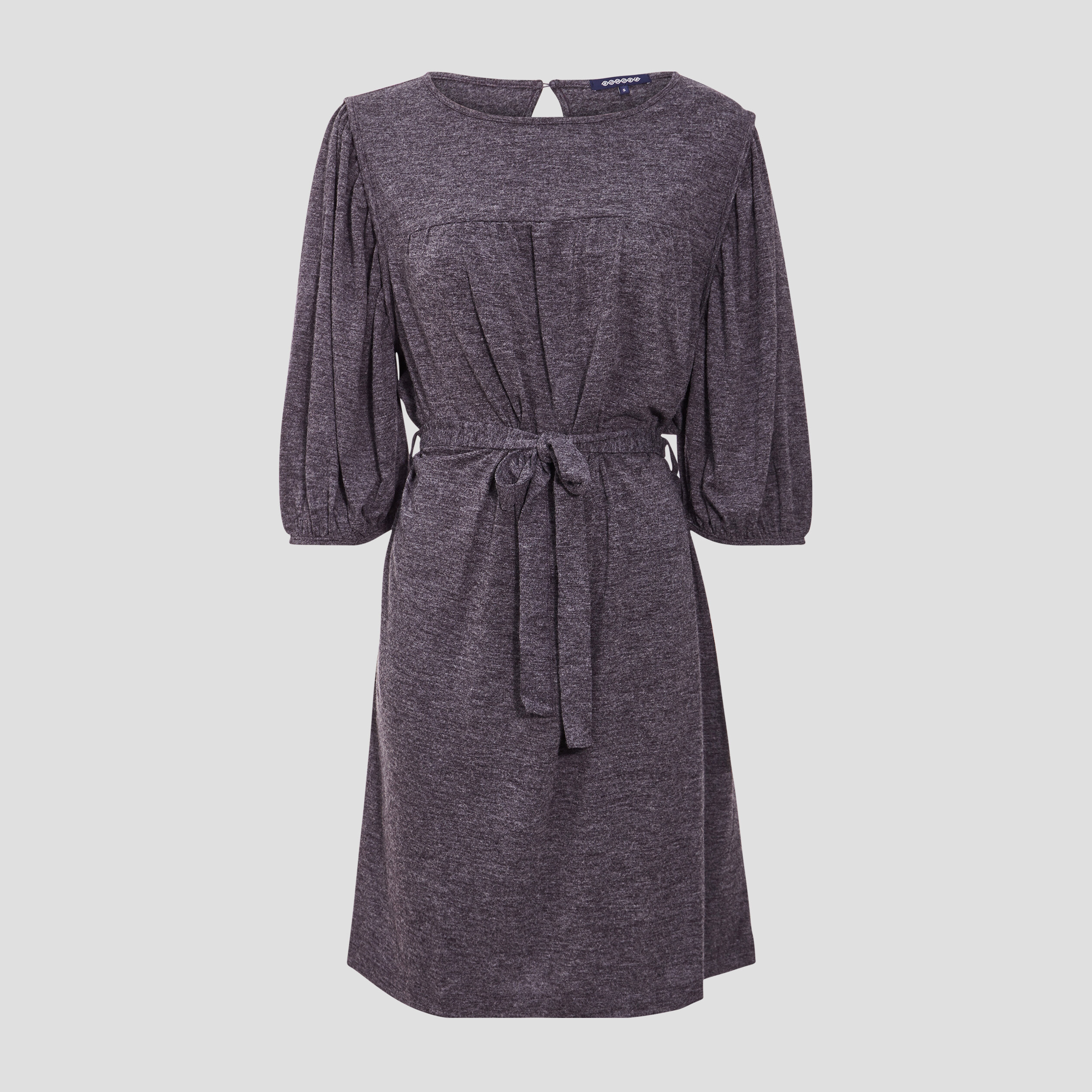 Robe droite ceintur&eacute;e gris fonc&eacute; femme