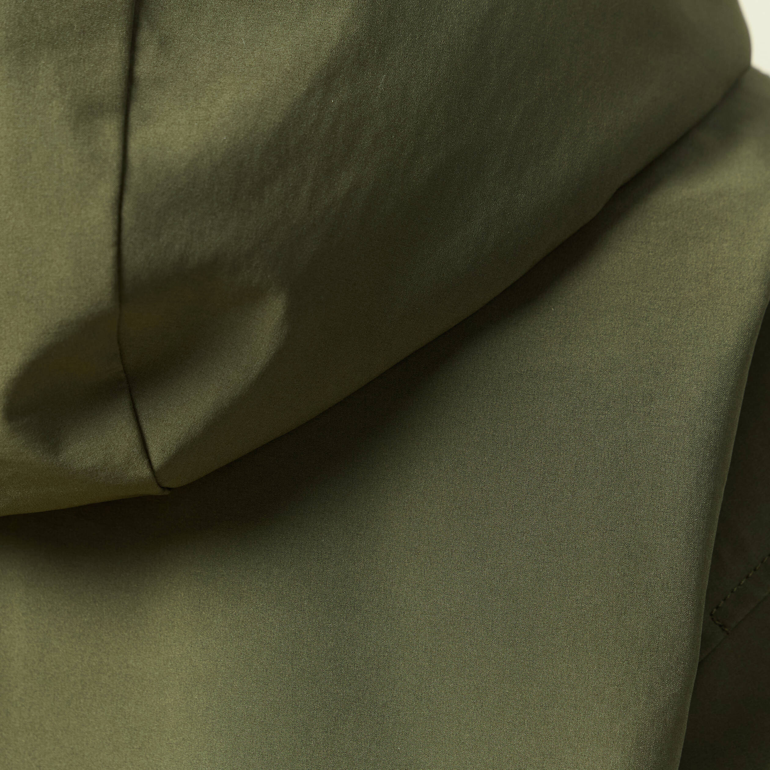 Parka oversize mi-longue &agrave; capuche vert kaki femme